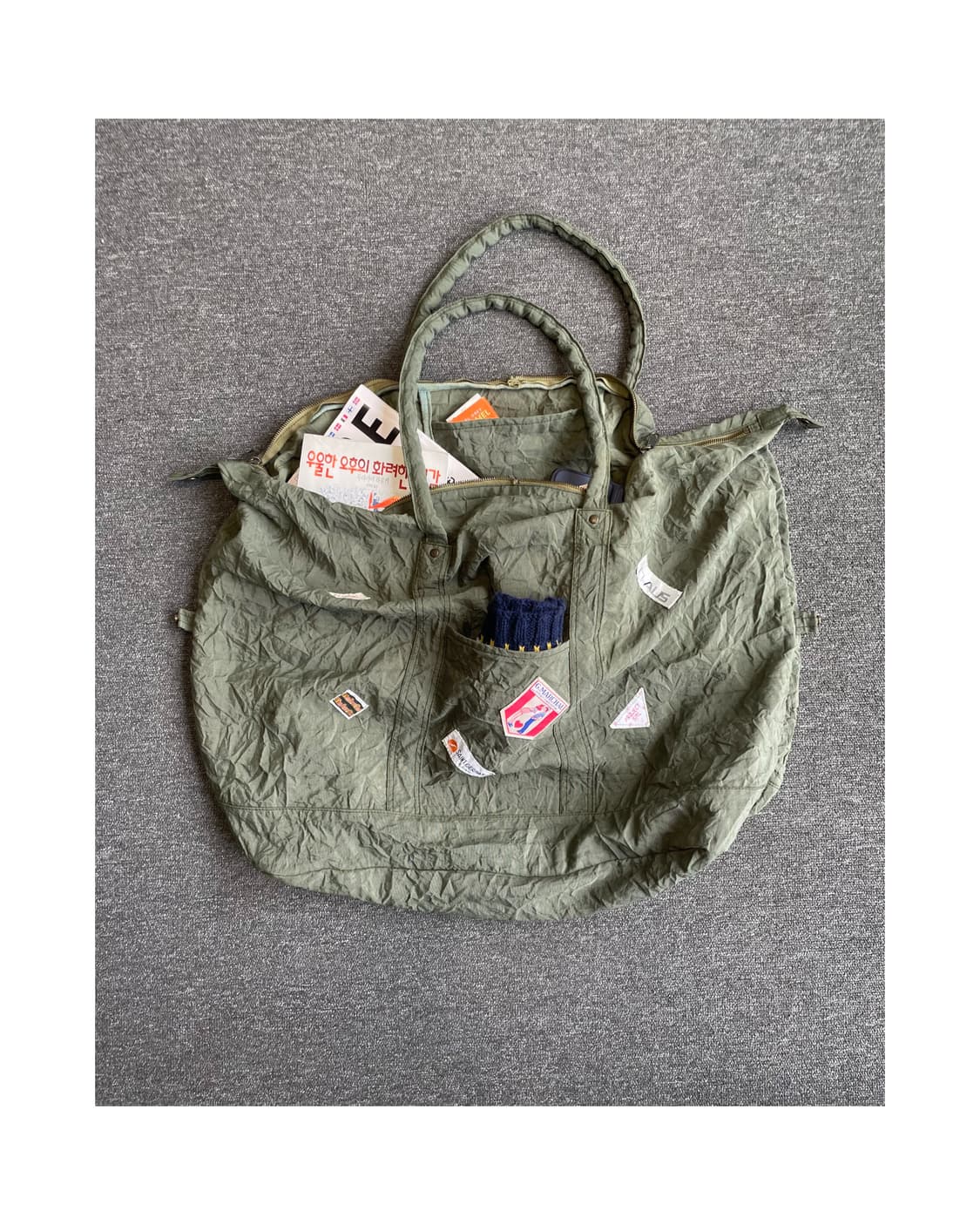 Wrinkle vintage patch tote bag 상품이미지1