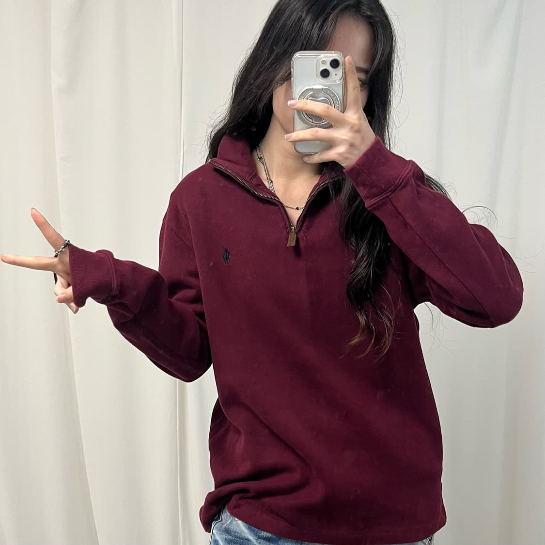 Polo Burgundy Half-zip Knit 상품이미지2