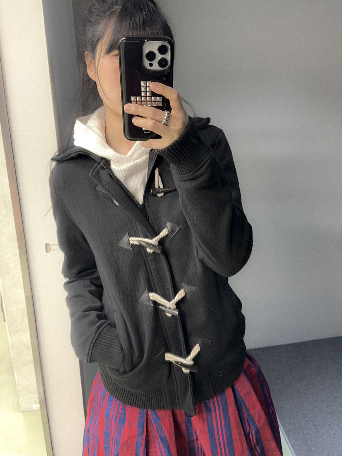 black cotton duffle zip up 상품이미지3