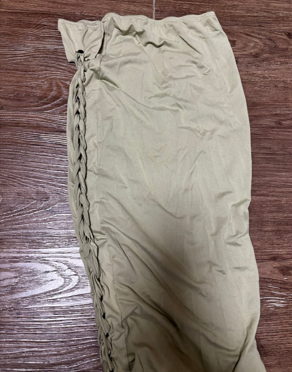 라임컬러 셔링 롱스커트 치마  상품이미지3