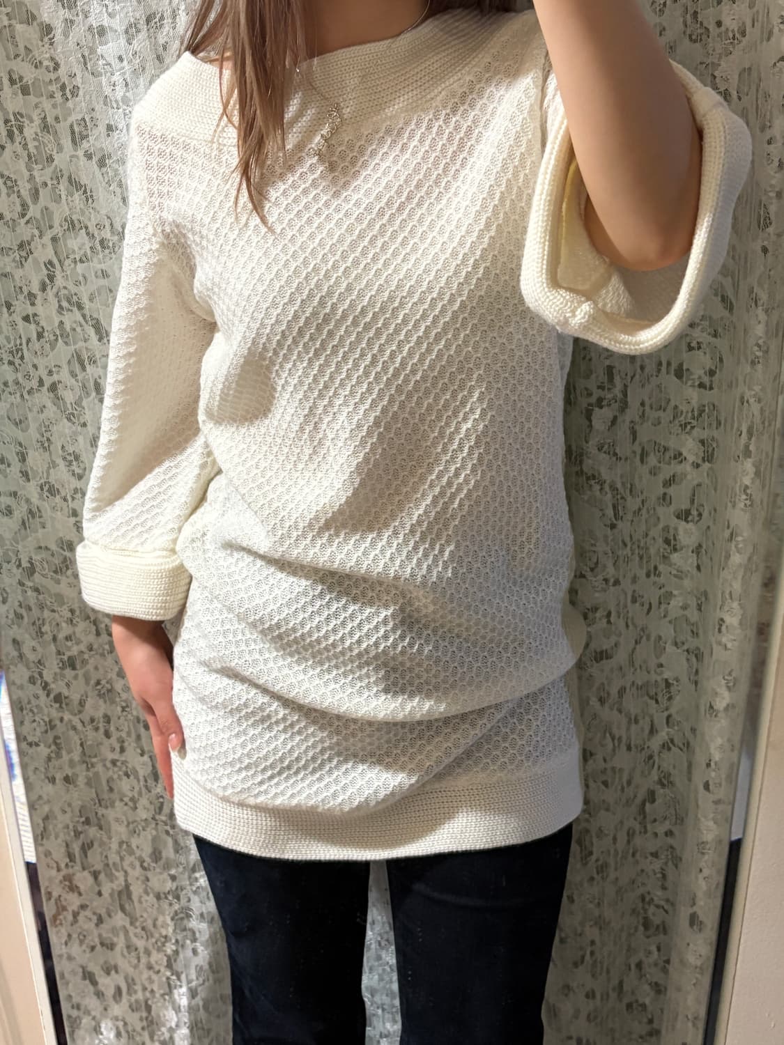 White basic knit one piece 상품이미지4