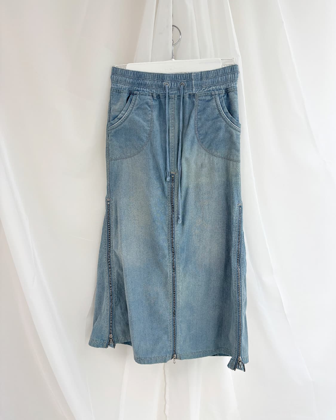 g.o.a vintage denim zipper long skirt 상품이미지3