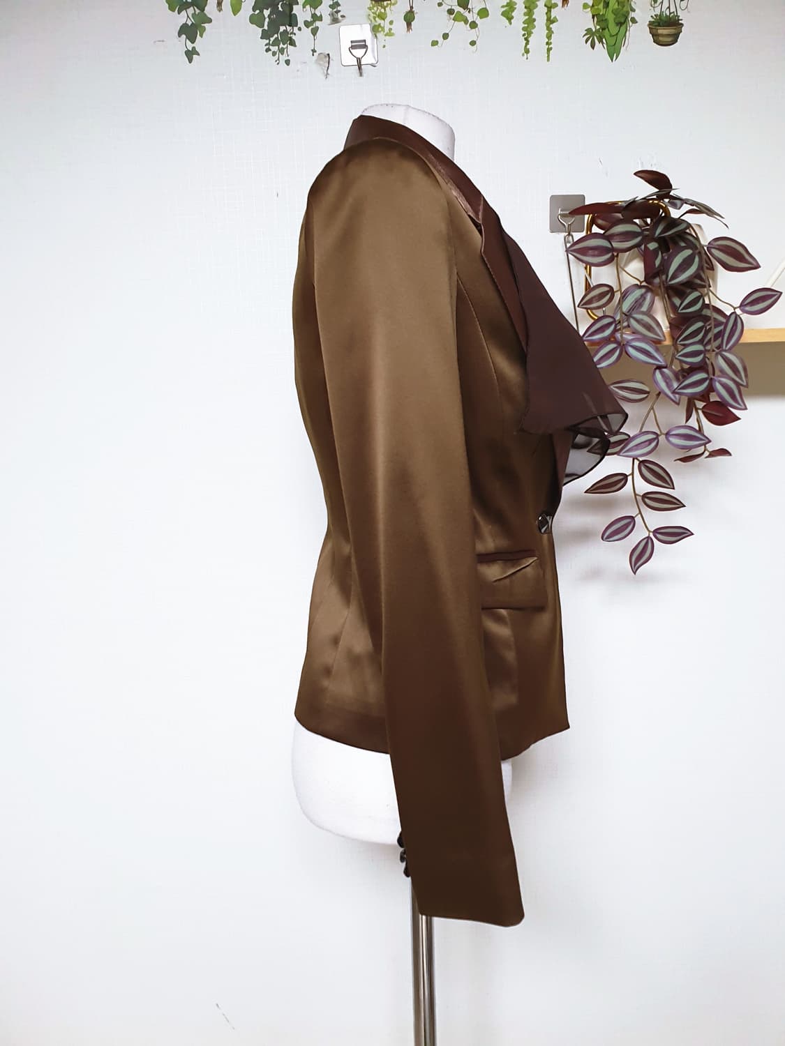 제이삭 스카프레이어드 새틴자켓 55 울 골드브라운 S 상품이미지5