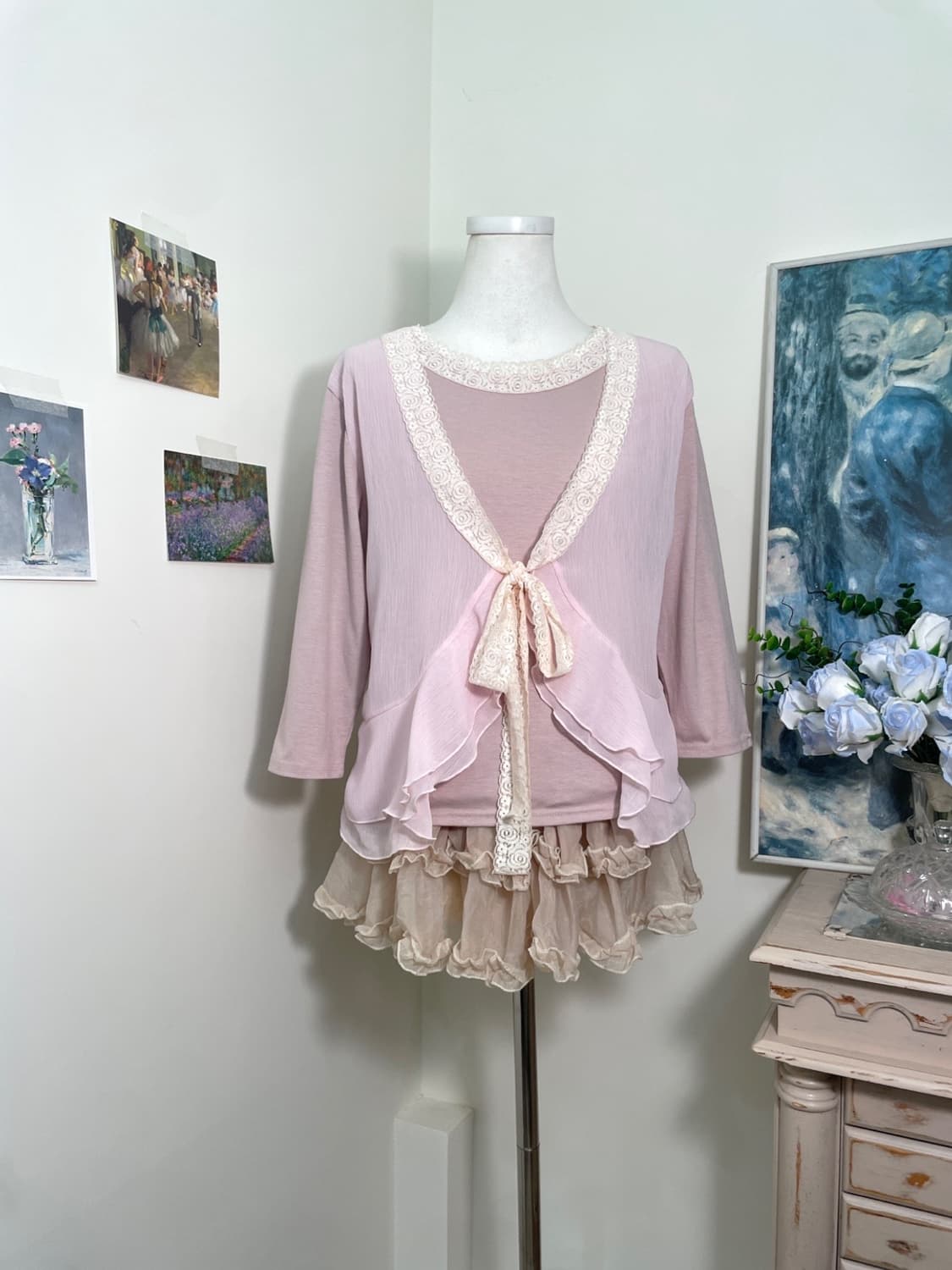 pink lavender fairy ruffle lace top 상품이미지1