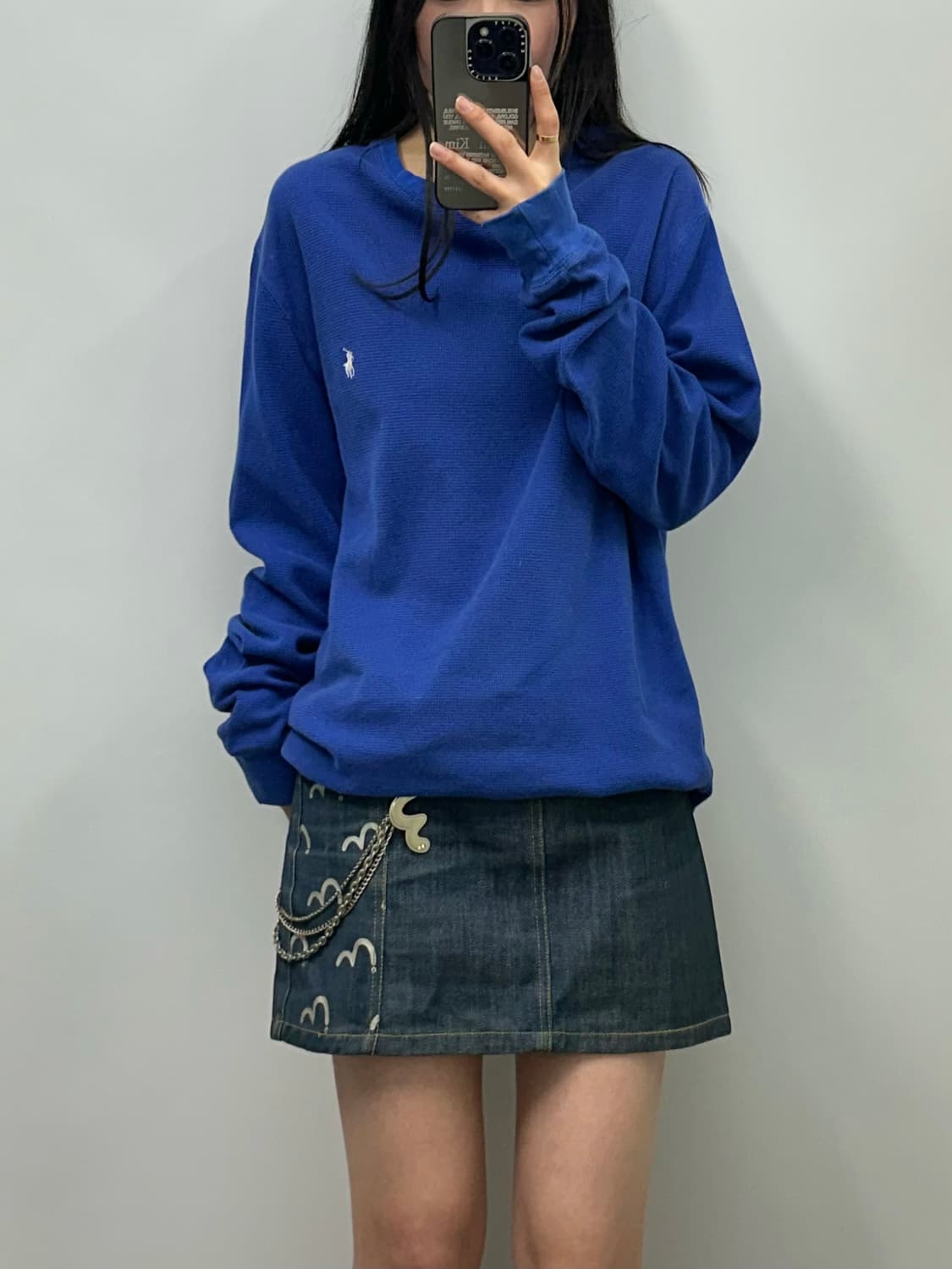 폴로 랄프로렌 화이트포니 블루 와플 니트 상품이미지1