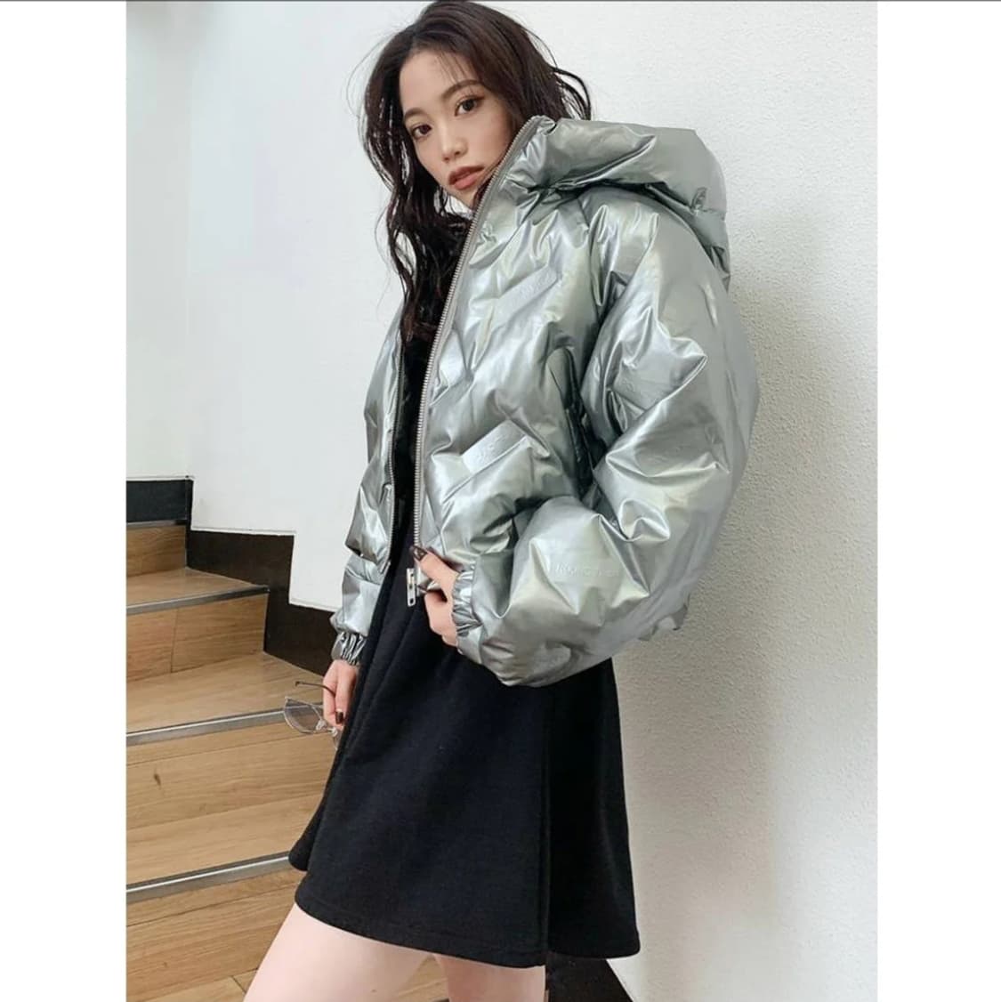 GYDA in Japan 빅 후드 유광 크롭 패딩 점퍼 Free 상품이미지1