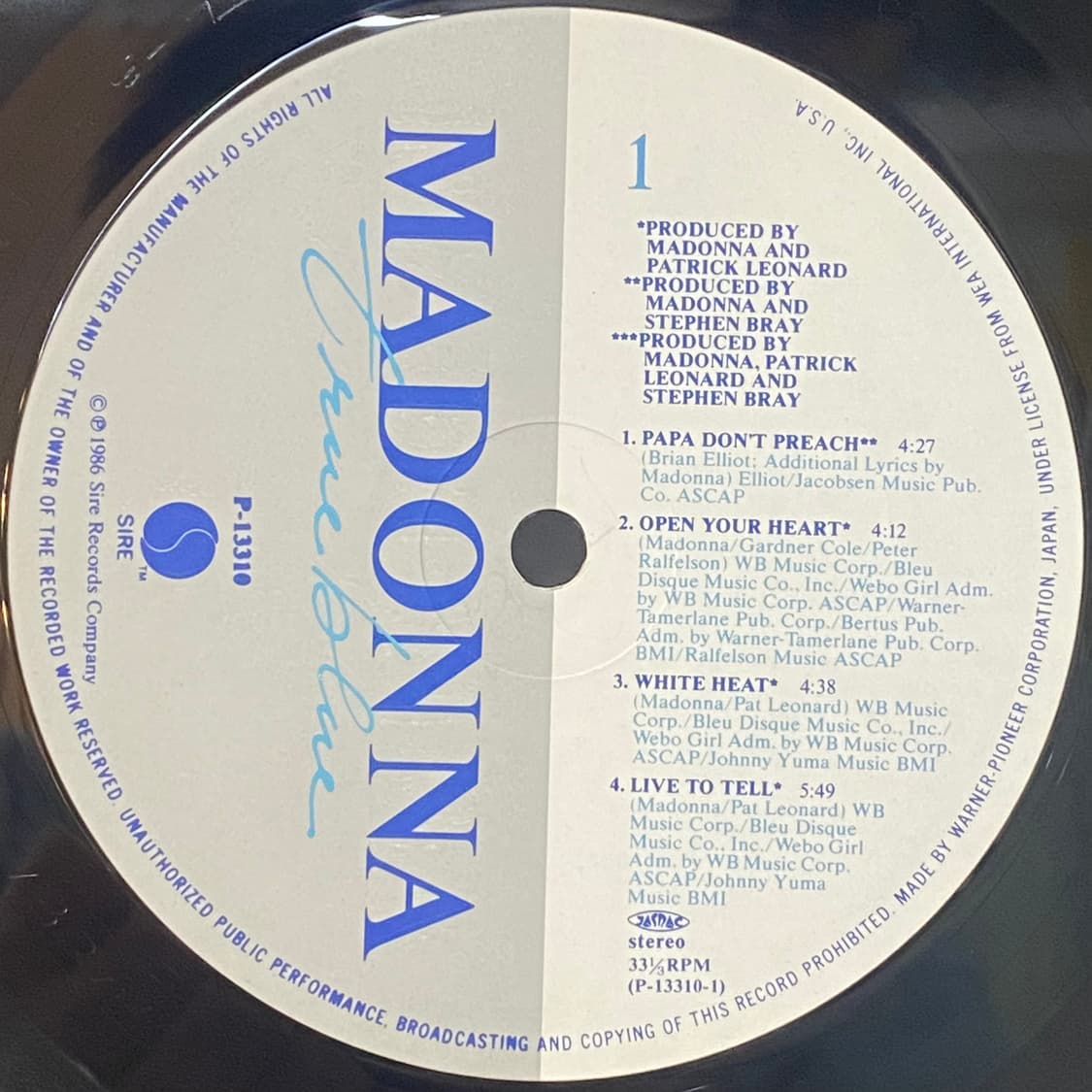 (LP) Madonna - True Blue 상품이미지4