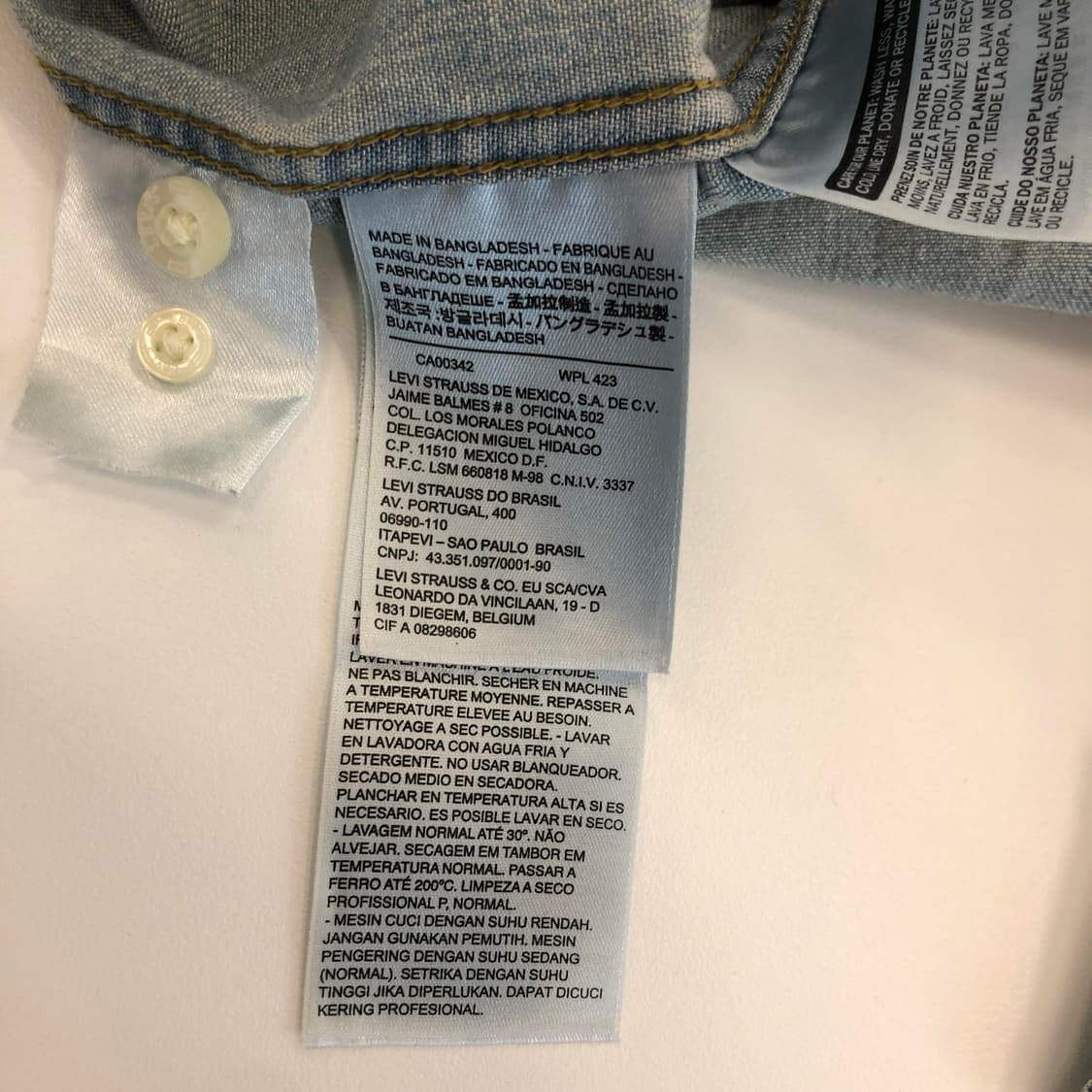 리바이스 화이트R탭 웨스턴 데님셔츠 M 상품이미지6
