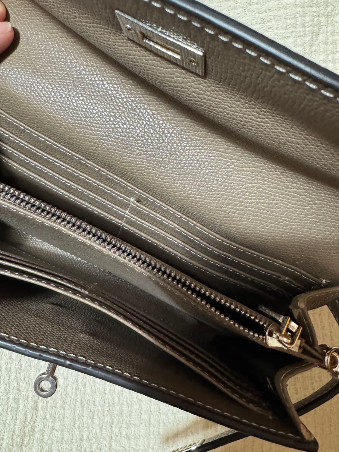 가죽 켈리 스타일 장지갑 브라운 상품이미지2