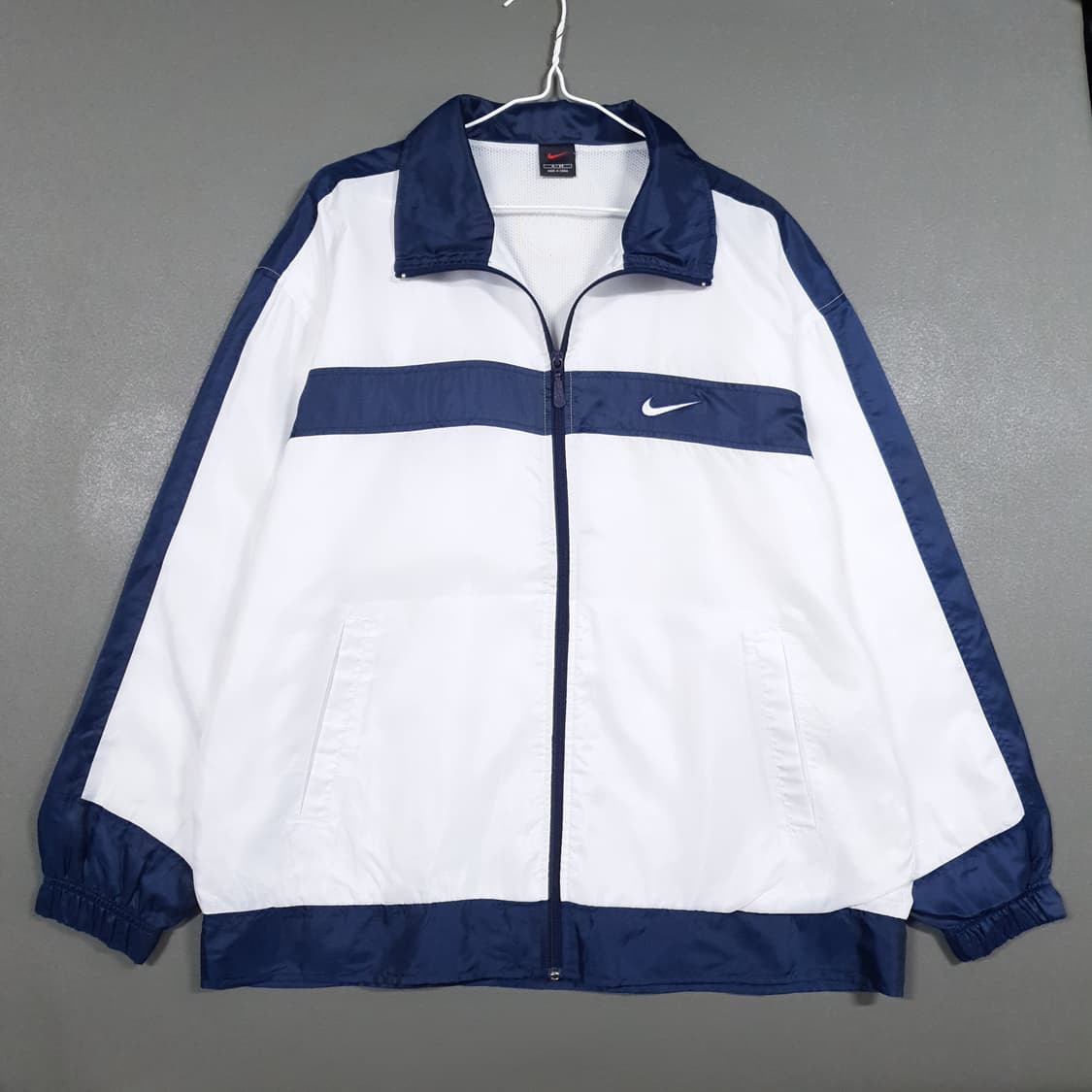 실측 XL 나이키 90s 희귀 스우시 올드스쿨 화이트네이비 바람막이 자켓 상품이미지4