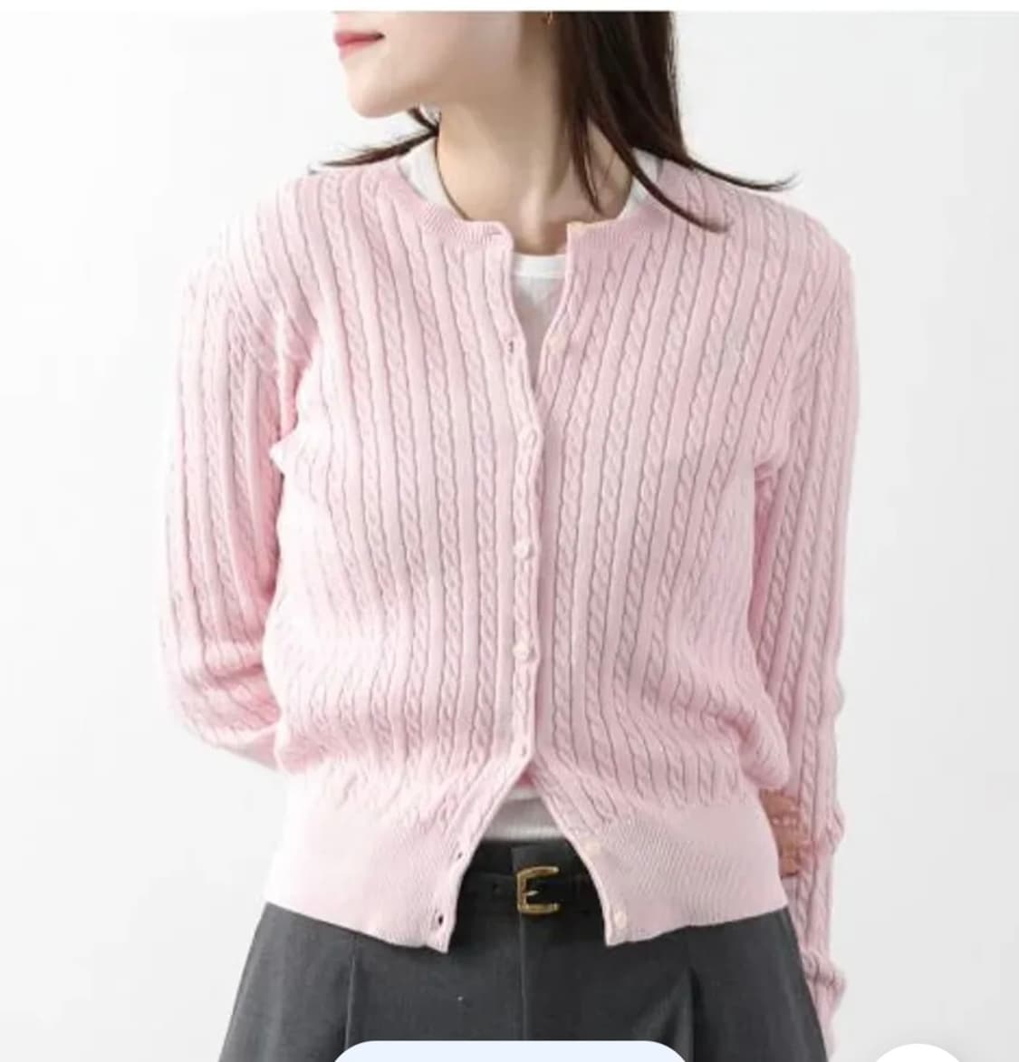 (25년) 폴로 랄프로렌 케이블 니트 걸즈 가디건 연핑크 상품이미지1