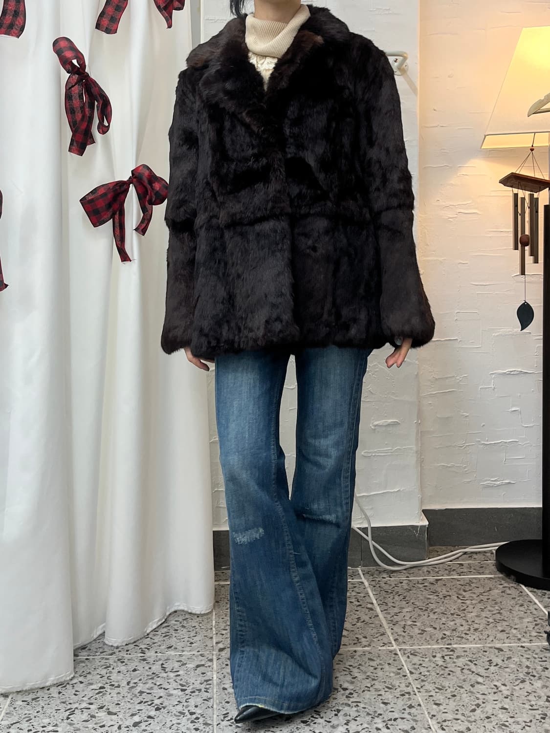 deep brown fur jacket 상품이미지5