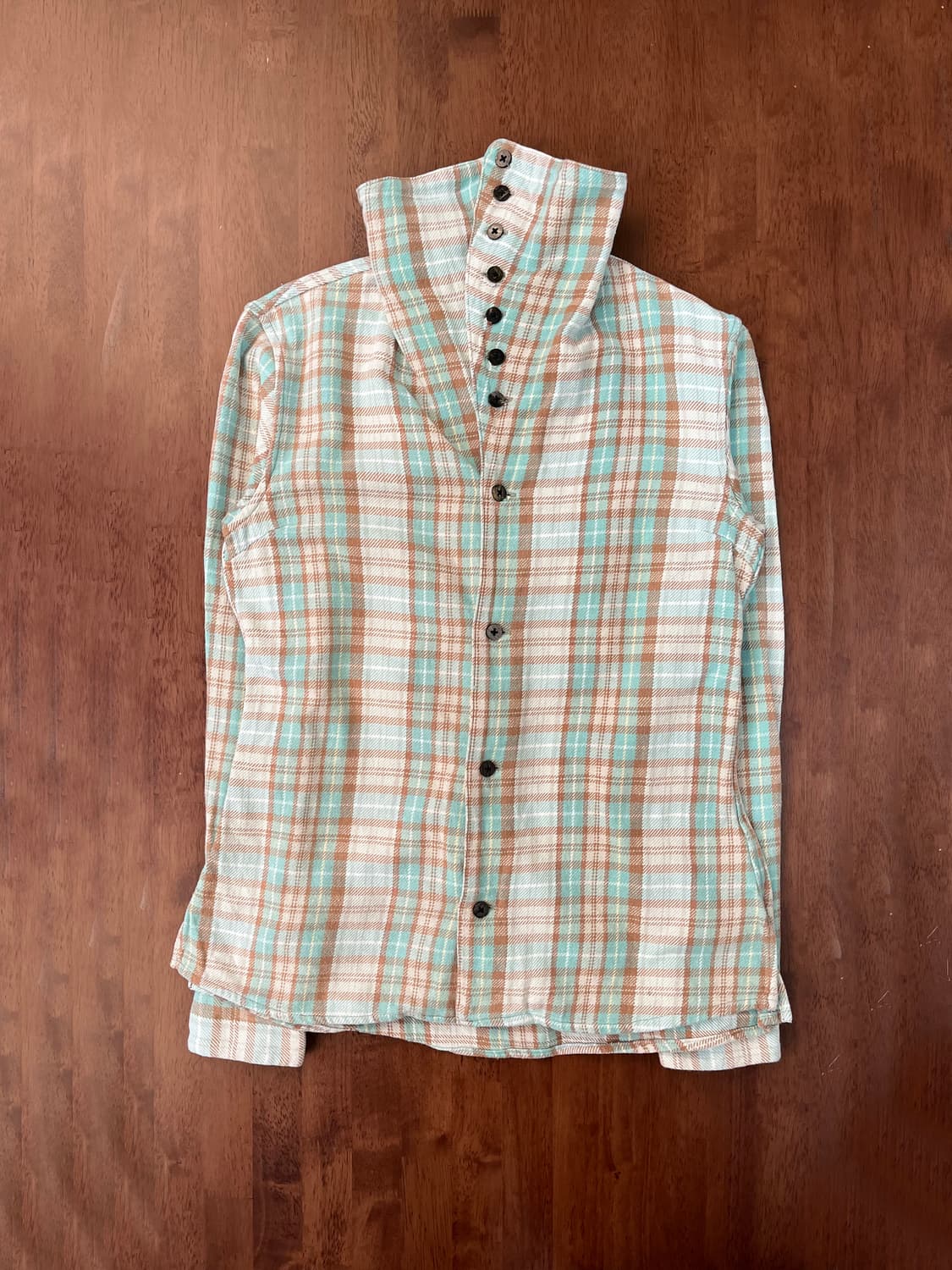 캐피탈 체크 하이넥 셔츠 블라우스 상품이미지2