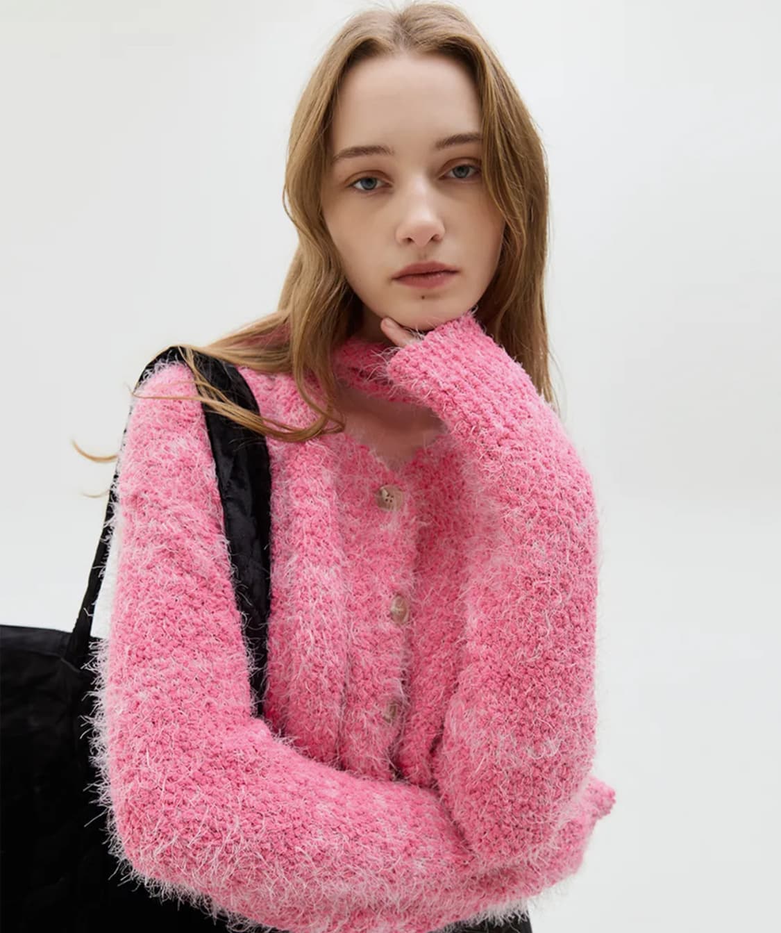 라티젠 팝콘 가디건 머플러 세트 핑크 상품이미지1