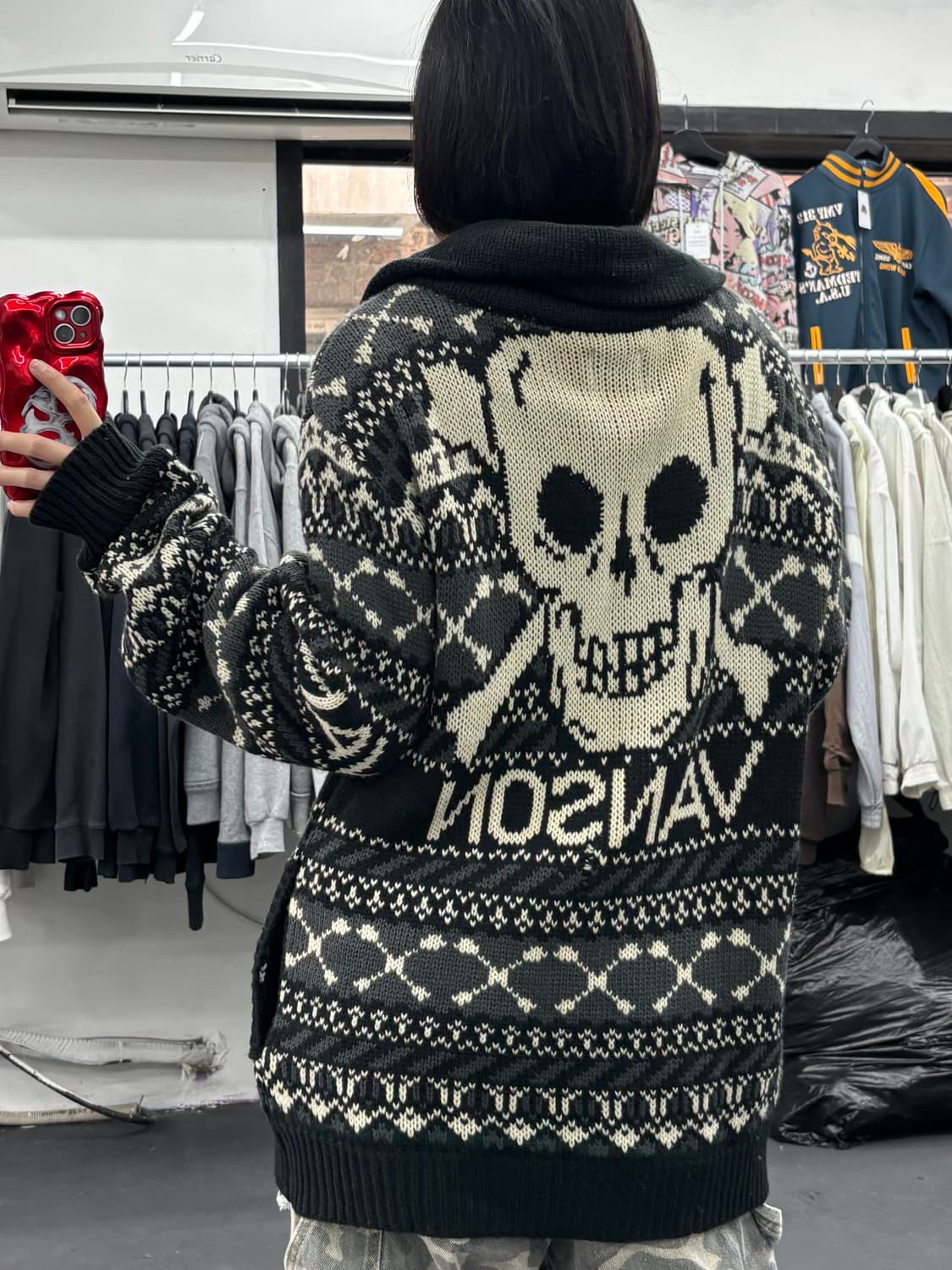 밴슨 레더 스컬 코위찬 니트 집업 상품이미지5