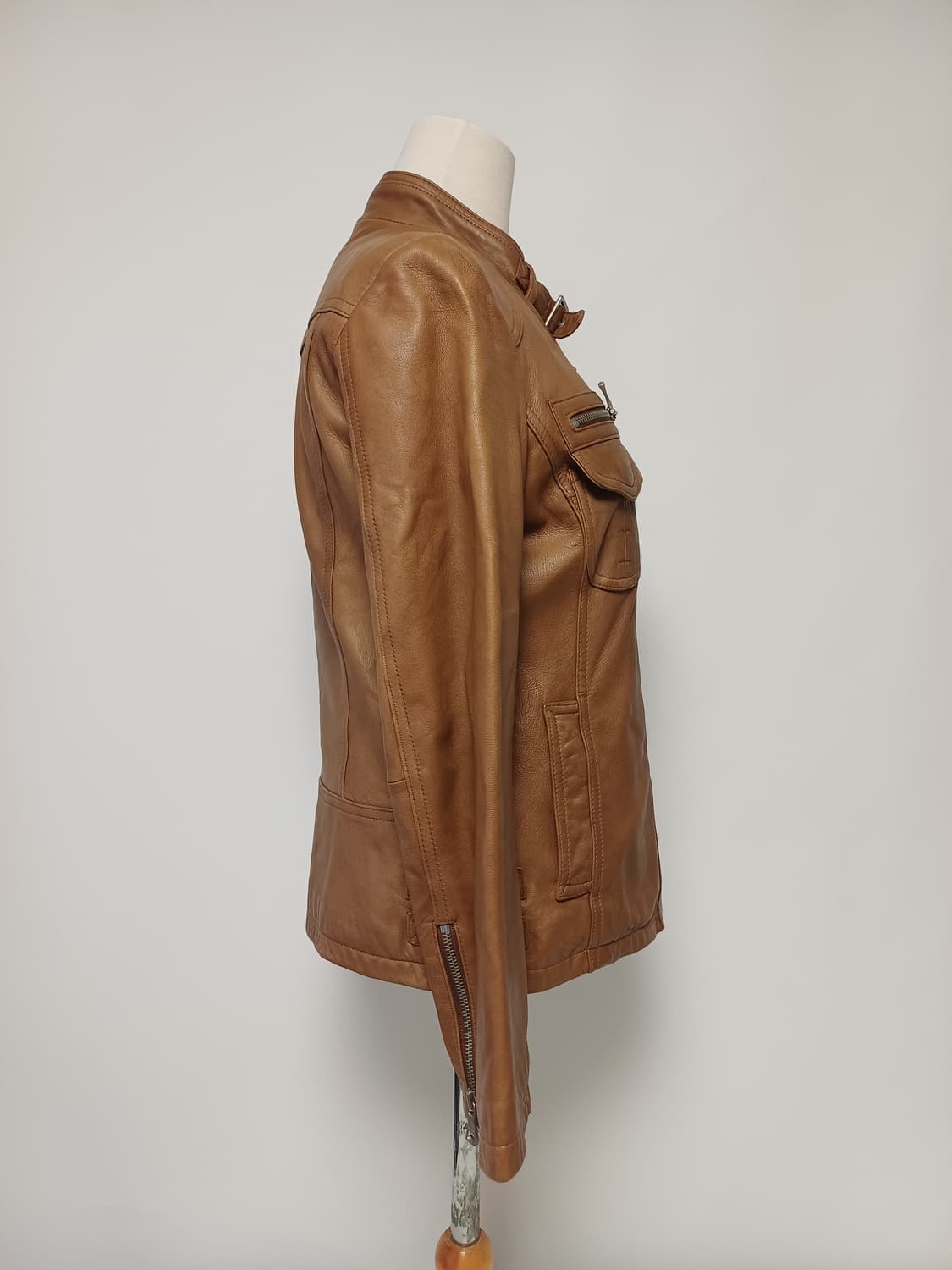 Carrera 까레라 빈티지 양가죽 바이커 재킷 (카멜, 55사이즈) 상품이미지2
