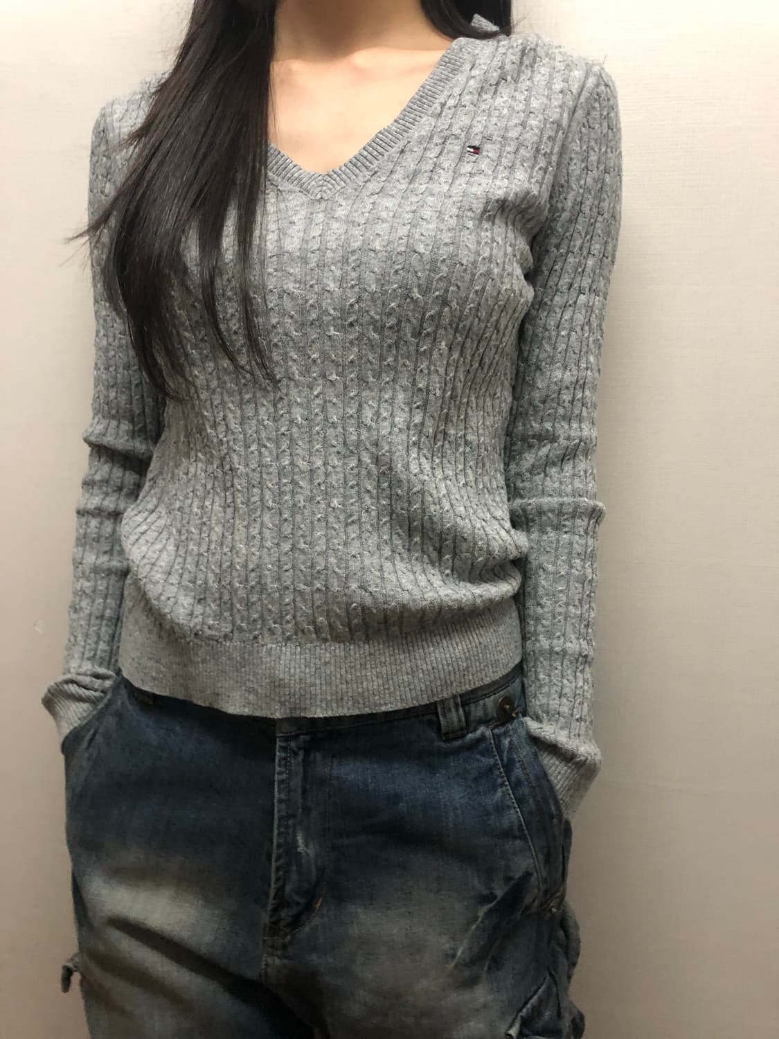 빈티지 타미힐피거 그레이 니트 상품이미지3