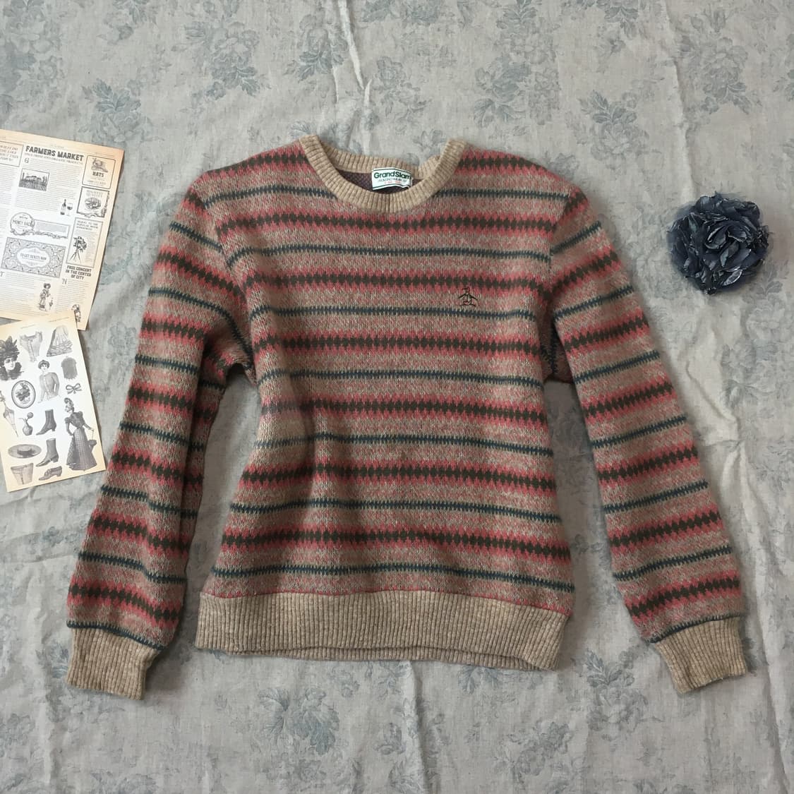 grand slam pink beige nordic wool knit 상품이미지1