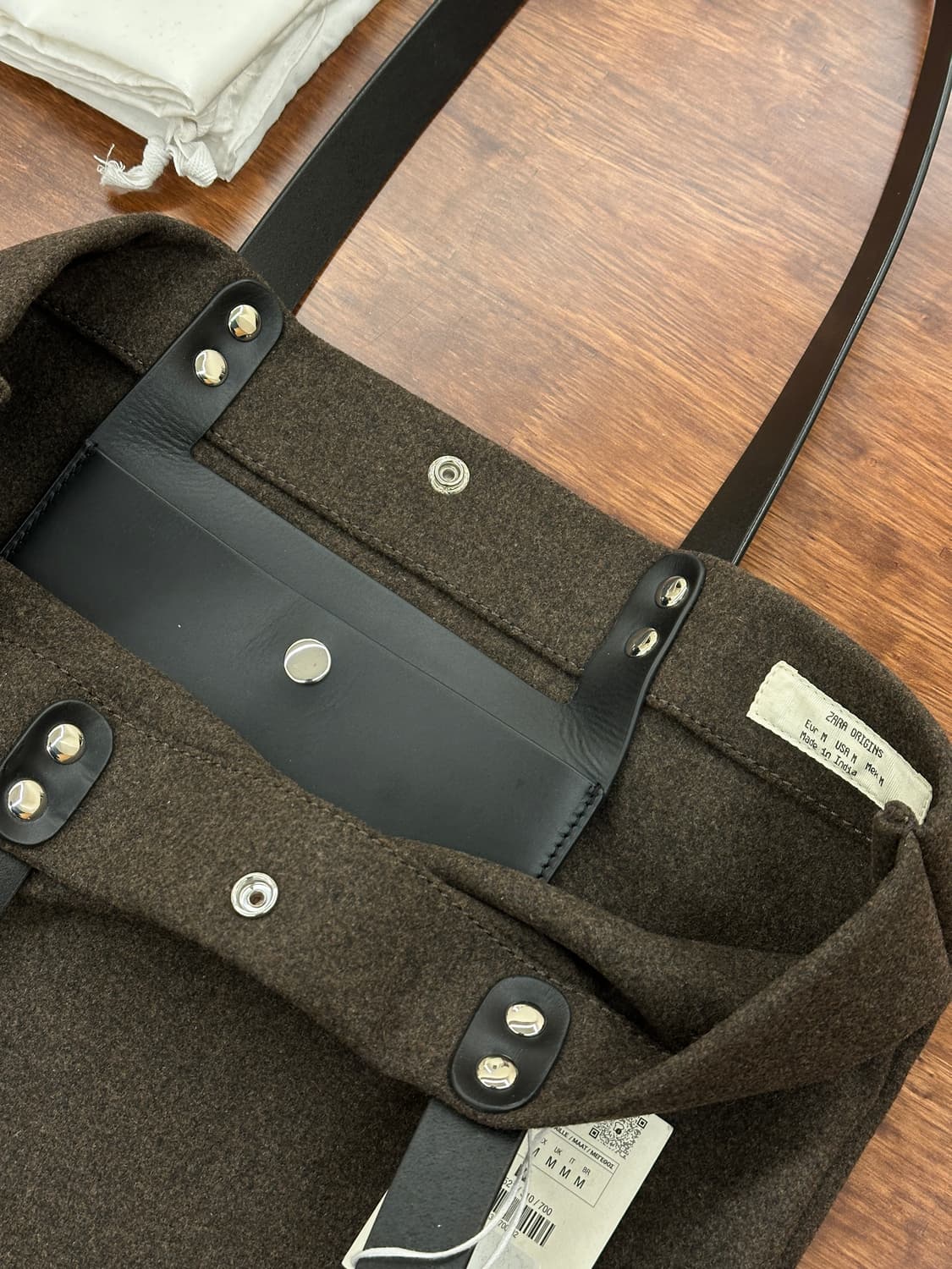 [새제품] 자라 오리진 레더 숄더백, 토트백 브라운 상품이미지3