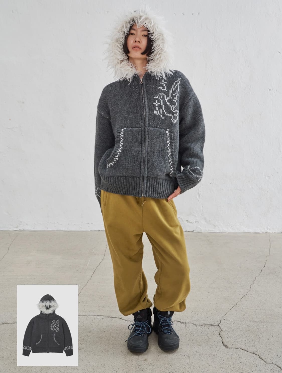 코위찬 퍼 후드집업 상품이미지4