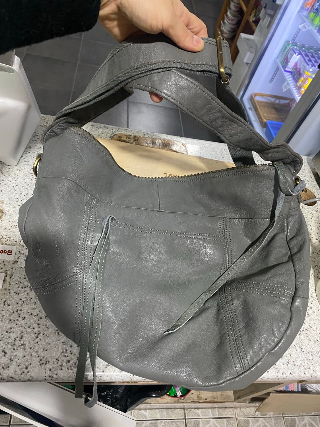 그레이 가죽 빅백 상품이미지5