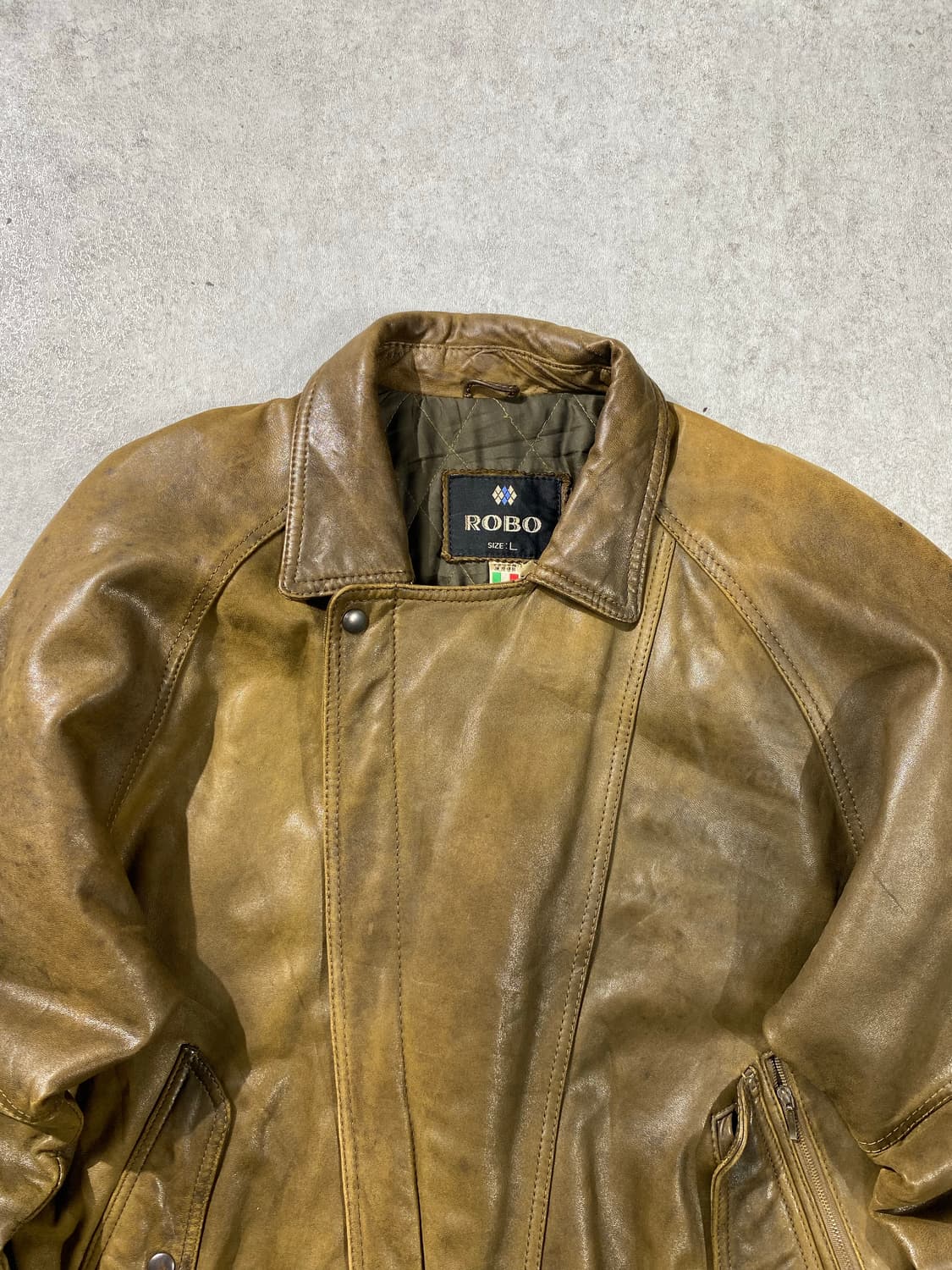 [L] 80s Vintage 브라운 양가죽 레더 봄바자켓 상품이미지2