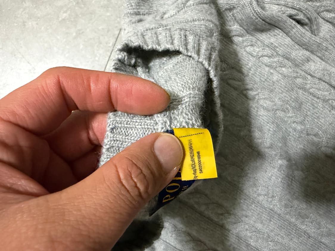 랄프로랜 폴로 그레이컬러 빈티지 케이블 코튼 니트  100size   상품이미지4