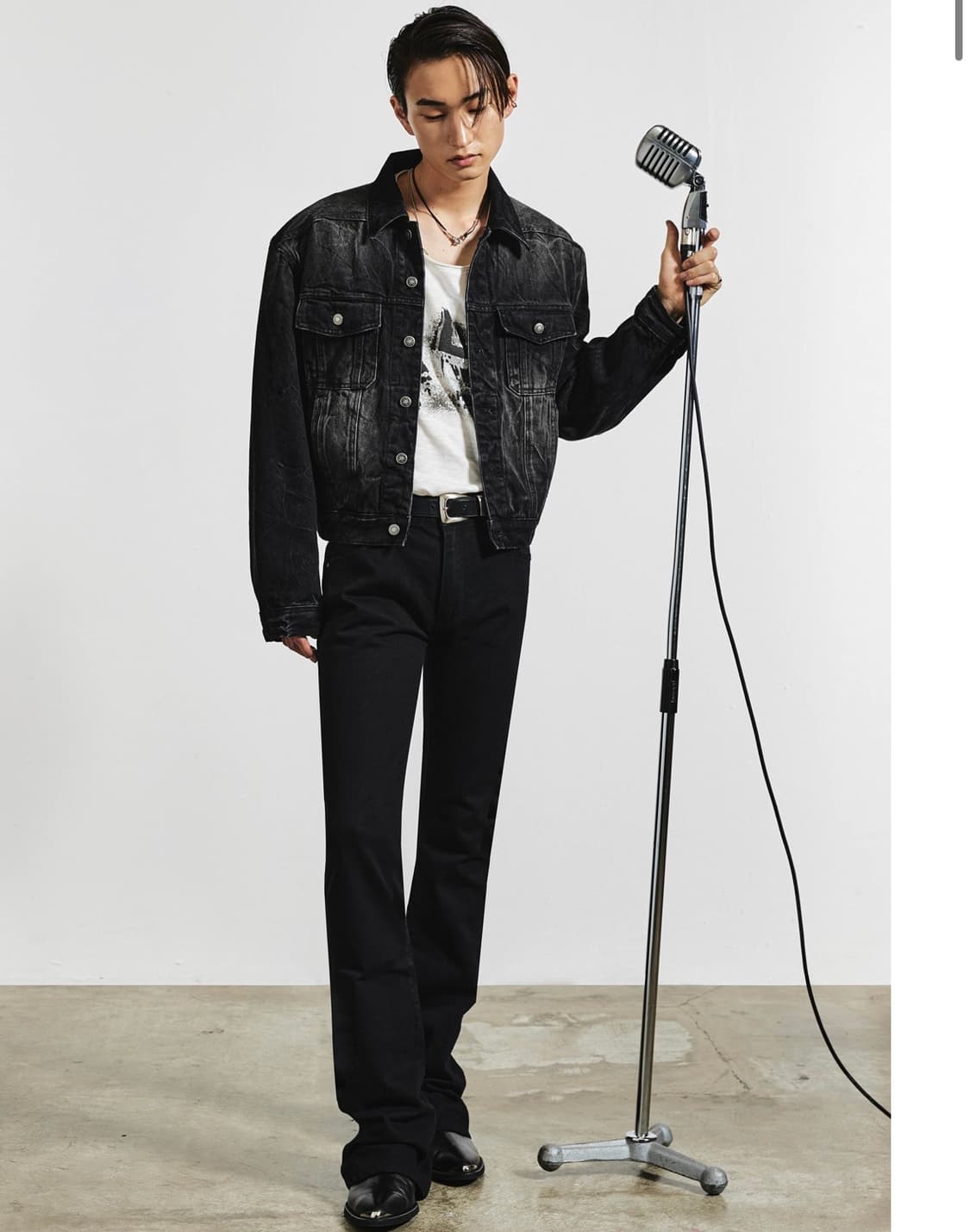 엘무드 모노 데님 트러커 크랙블랙(48) 상품이미지4