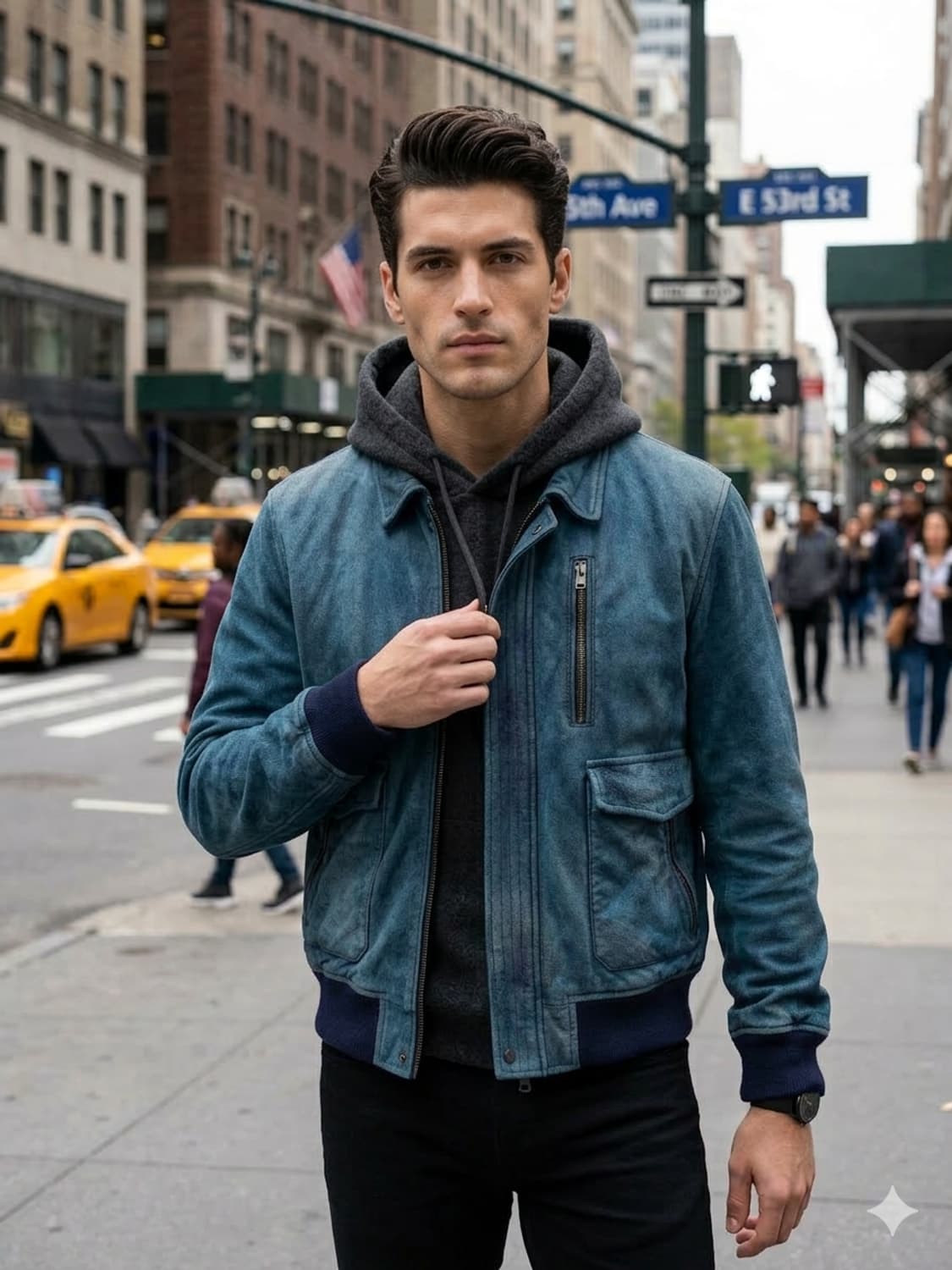 듀퐁(S.T. Dupont) 최고급 블루종 가죽자켓 데님스타일(110) 상품이미지1