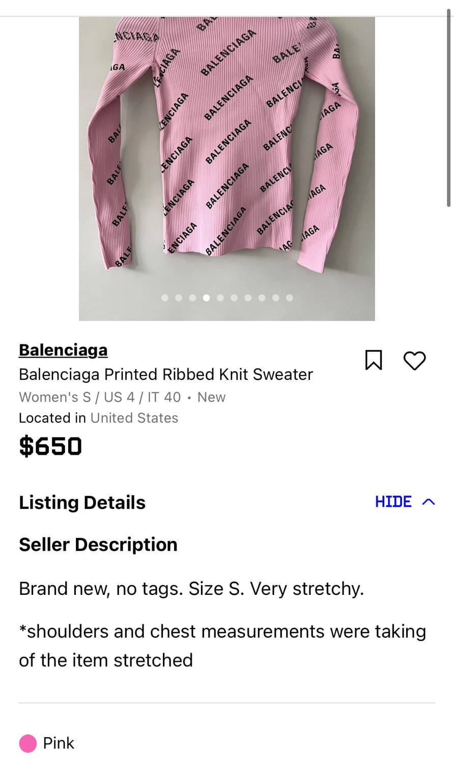 발렌시아가) 로고 골지 니트 티셔츠 상품이미지8