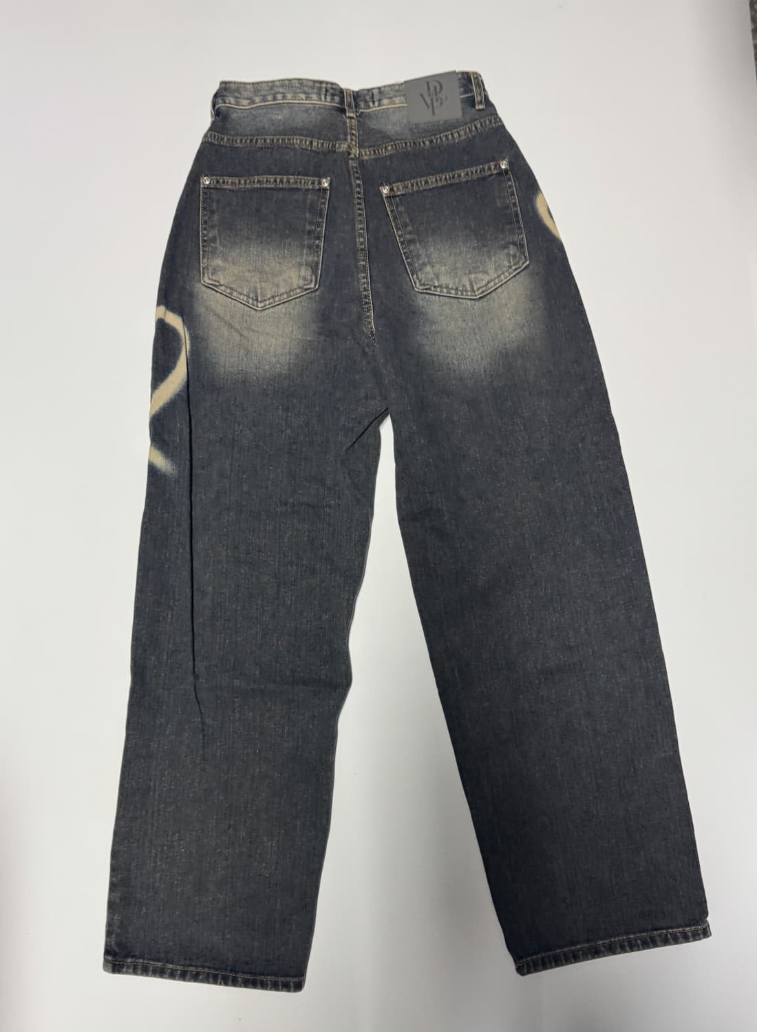 여성 디벨롭 하트 데미지 워싱 빈티지 데님팬츠 S 25.9인치 상품이미지2