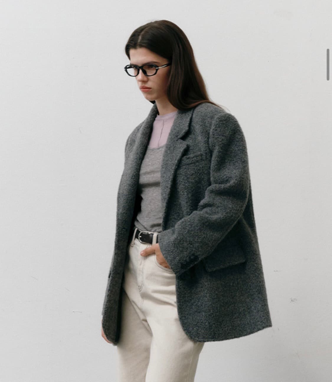 오스트카카 알파카 블레이저 코트 챠콜 상품이미지1