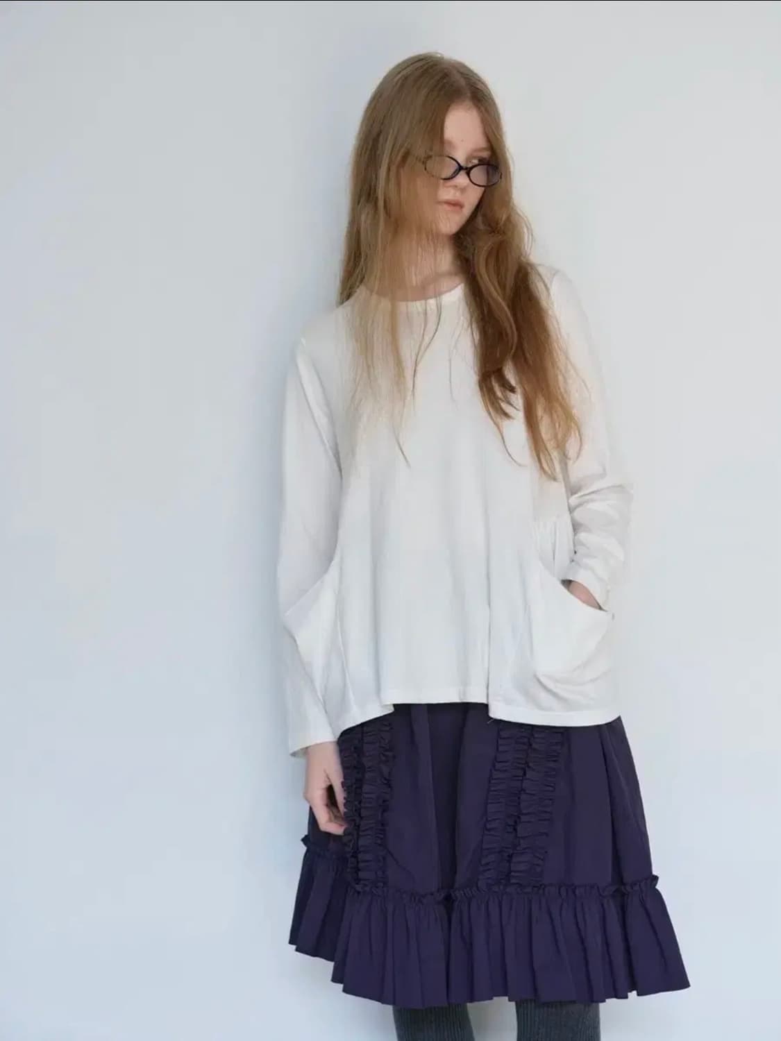 생긴스튜디오 러플 나일론 스커트 퍼플 상품이미지3