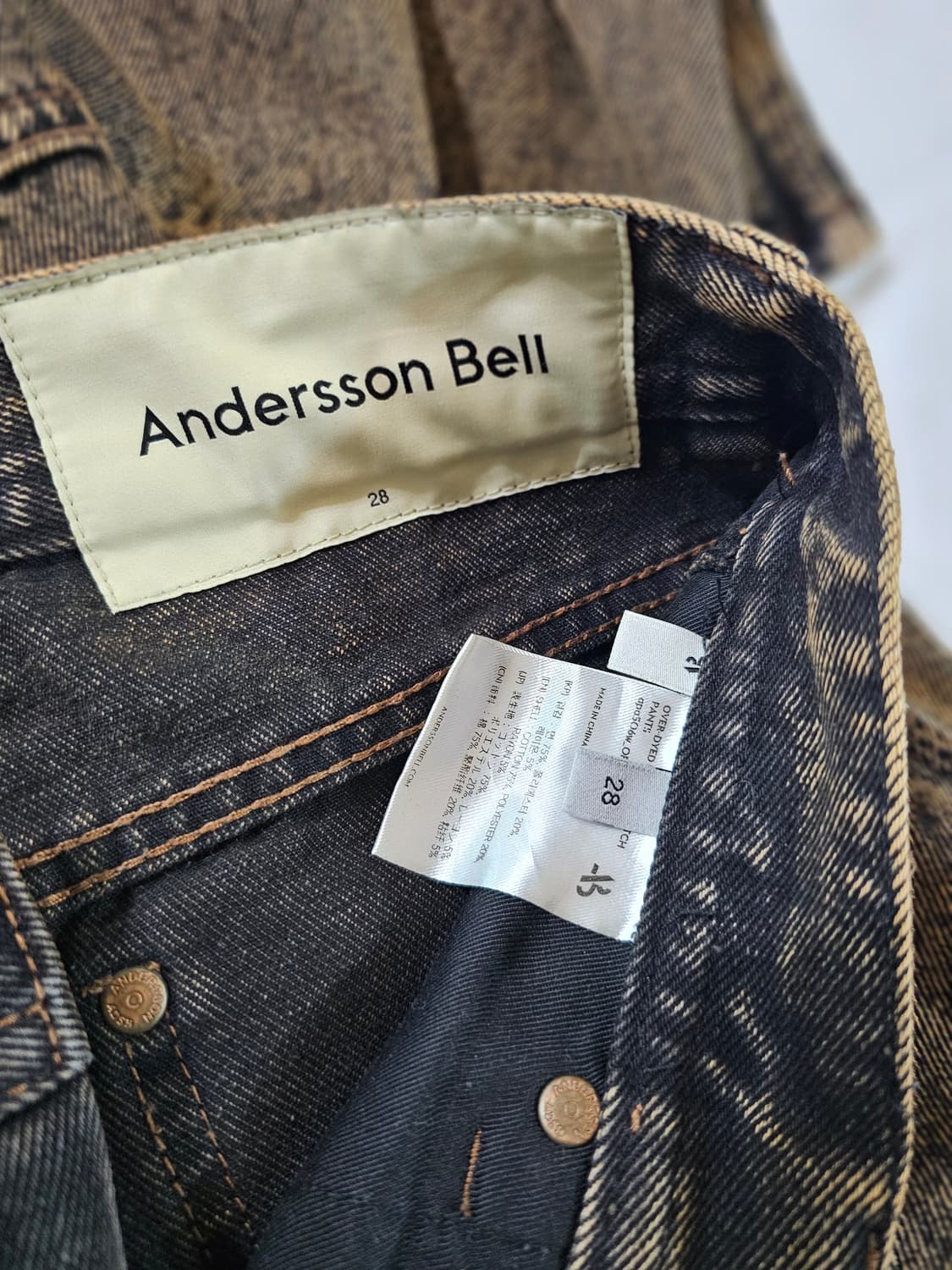 [28] 앤더슨벨 오버 다이 바우하우스 패치 데님 진 팬츠 바지 상품이미지9