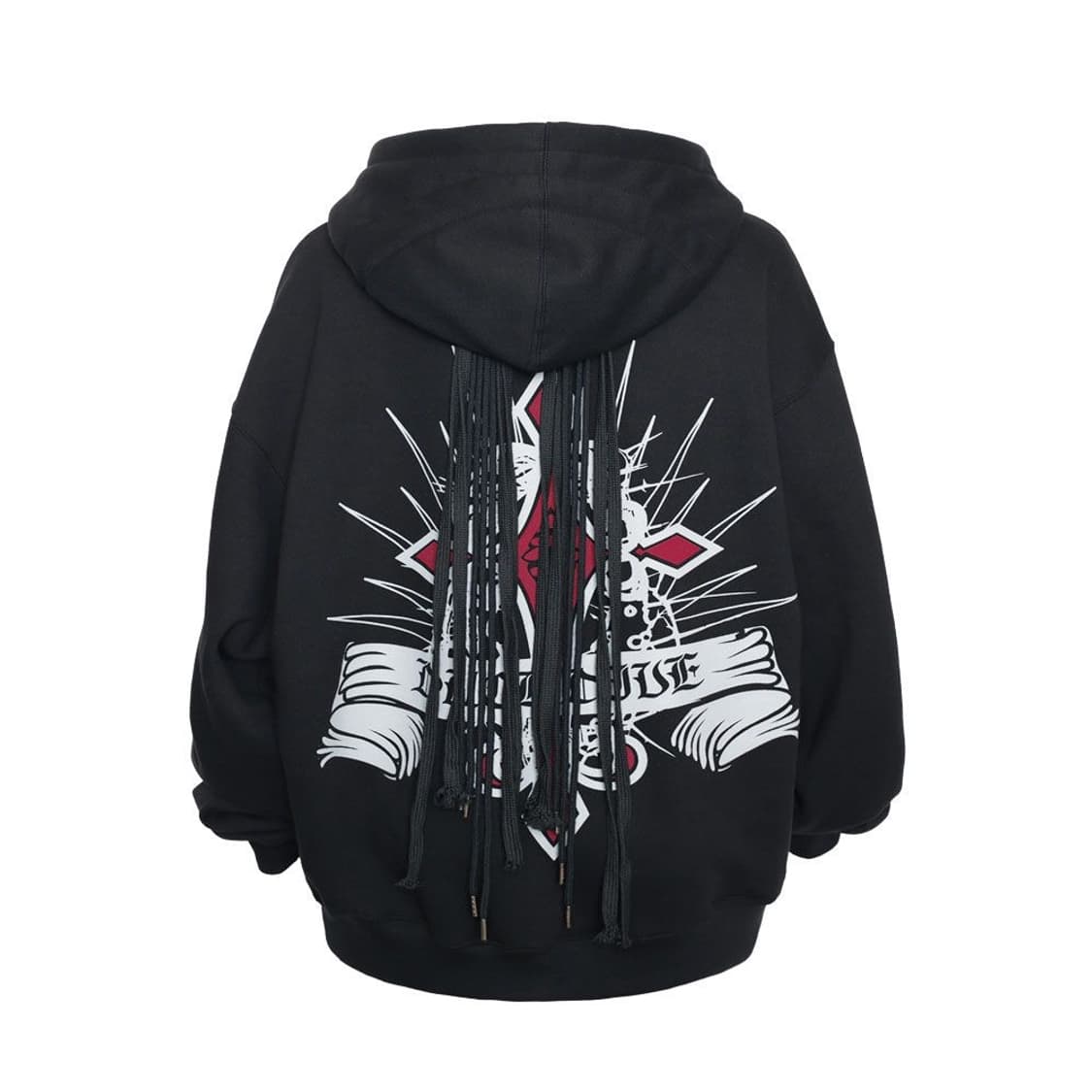 덕다이브 백스트링 크로스 그래픽 후드 집업 블랙 L 상품이미지1