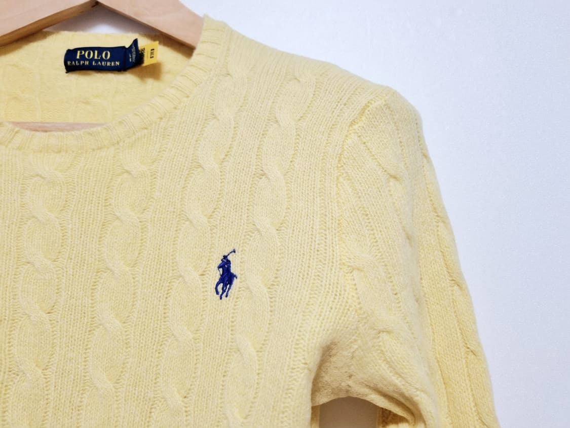 여성 폴로 QR인증 캐시미어 울 케이블 꽈배기 긴팔 니트 스웨터 상품이미지3