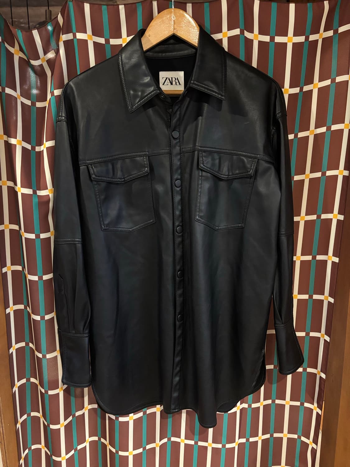 자라 블랙 레더 셔츠 자켓 상품이미지1