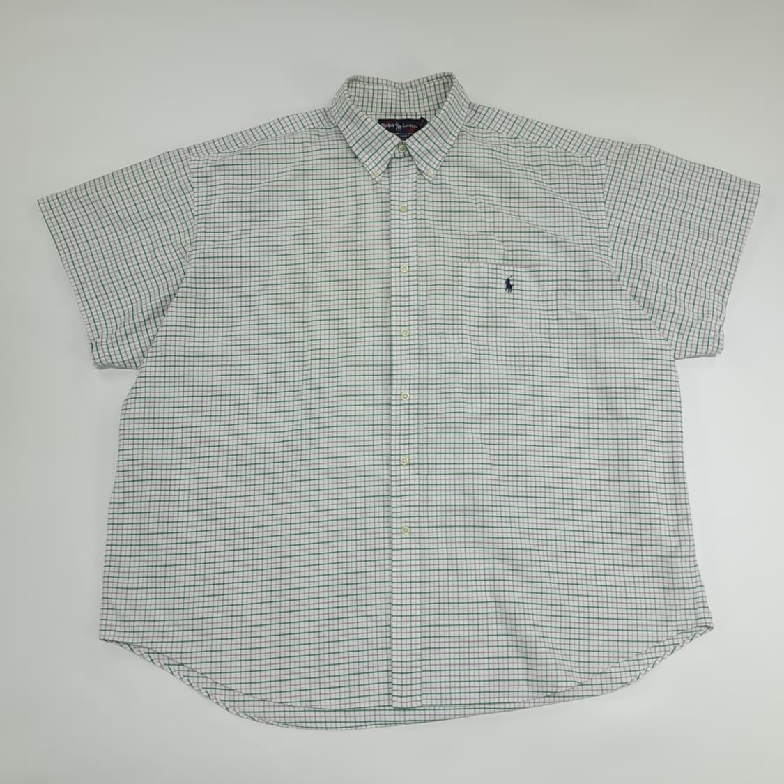 Co472 2XL 폴로 랄프로렌 빅셔츠 그린라벤더 체크 반팔 셔츠 남방 상품이미지1
