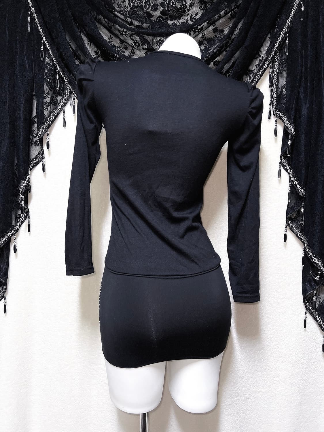 로맨틱고딕 고스 오네갸루 히메 왕리본 퍼프숄더 미니원피스 섹시 연말 파티 상품이미지8