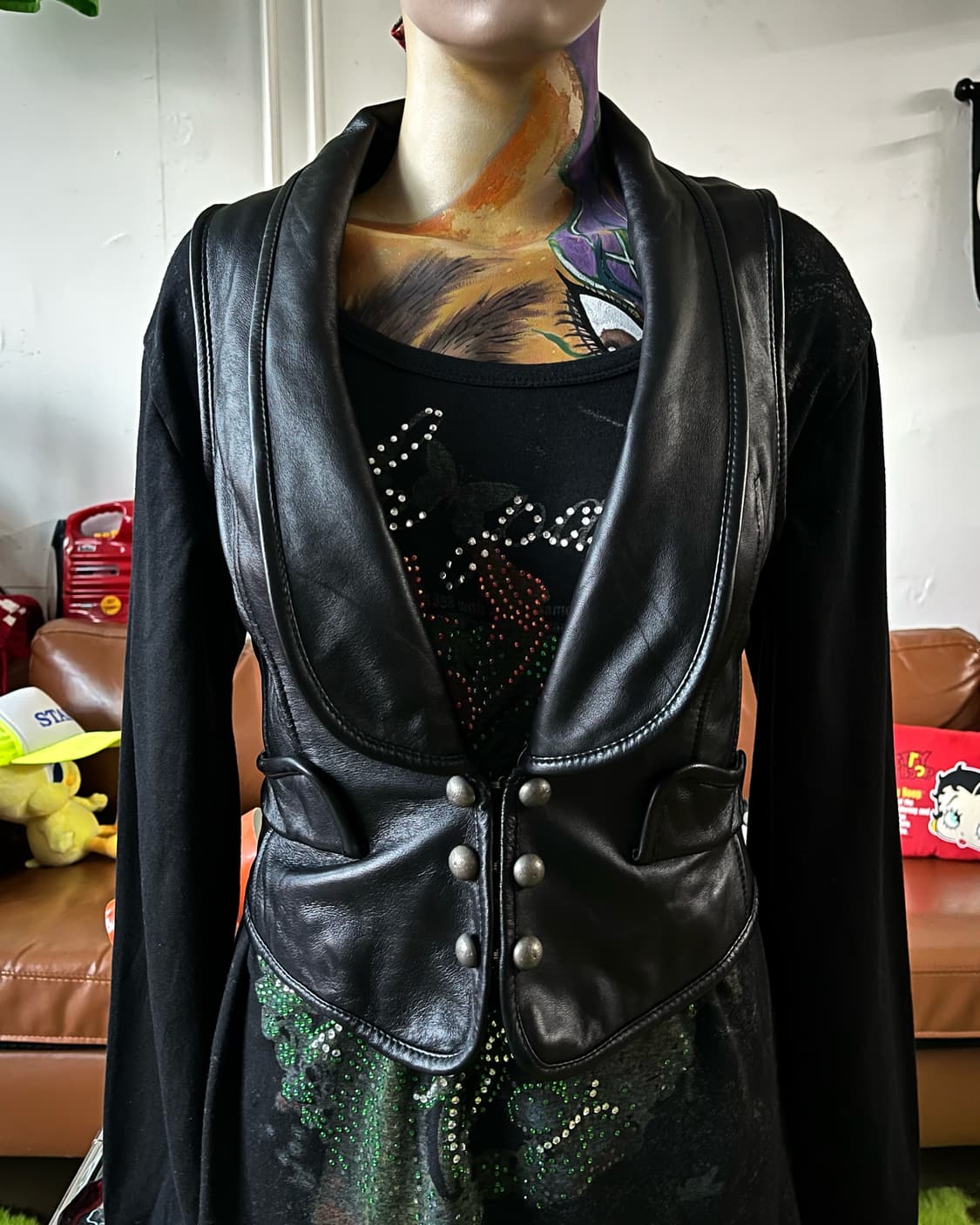 Vintage Real Sheepskin Leather Vest 상품이미지2