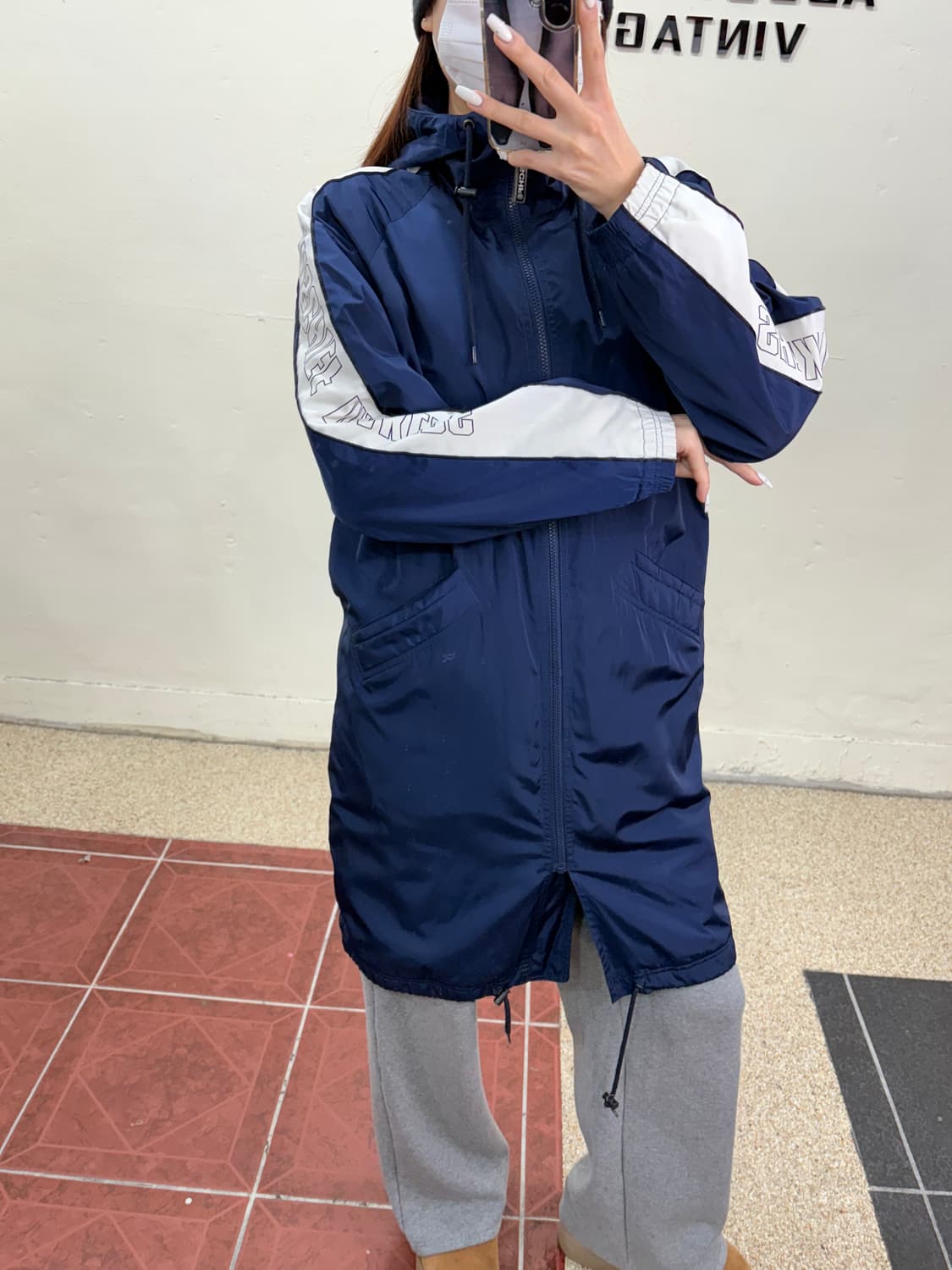 미스치프 롱 퍼 점퍼 네이비 상품이미지10