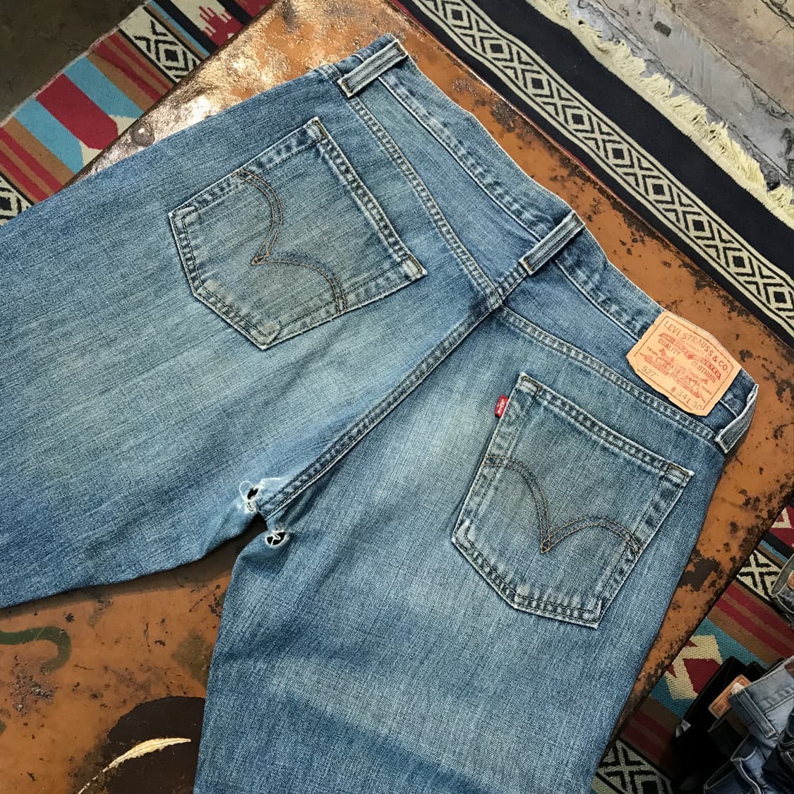 리바이스 527 그린 블루 워시드 데님 팬츠 허리 35 36 사이즈  상품이미지3