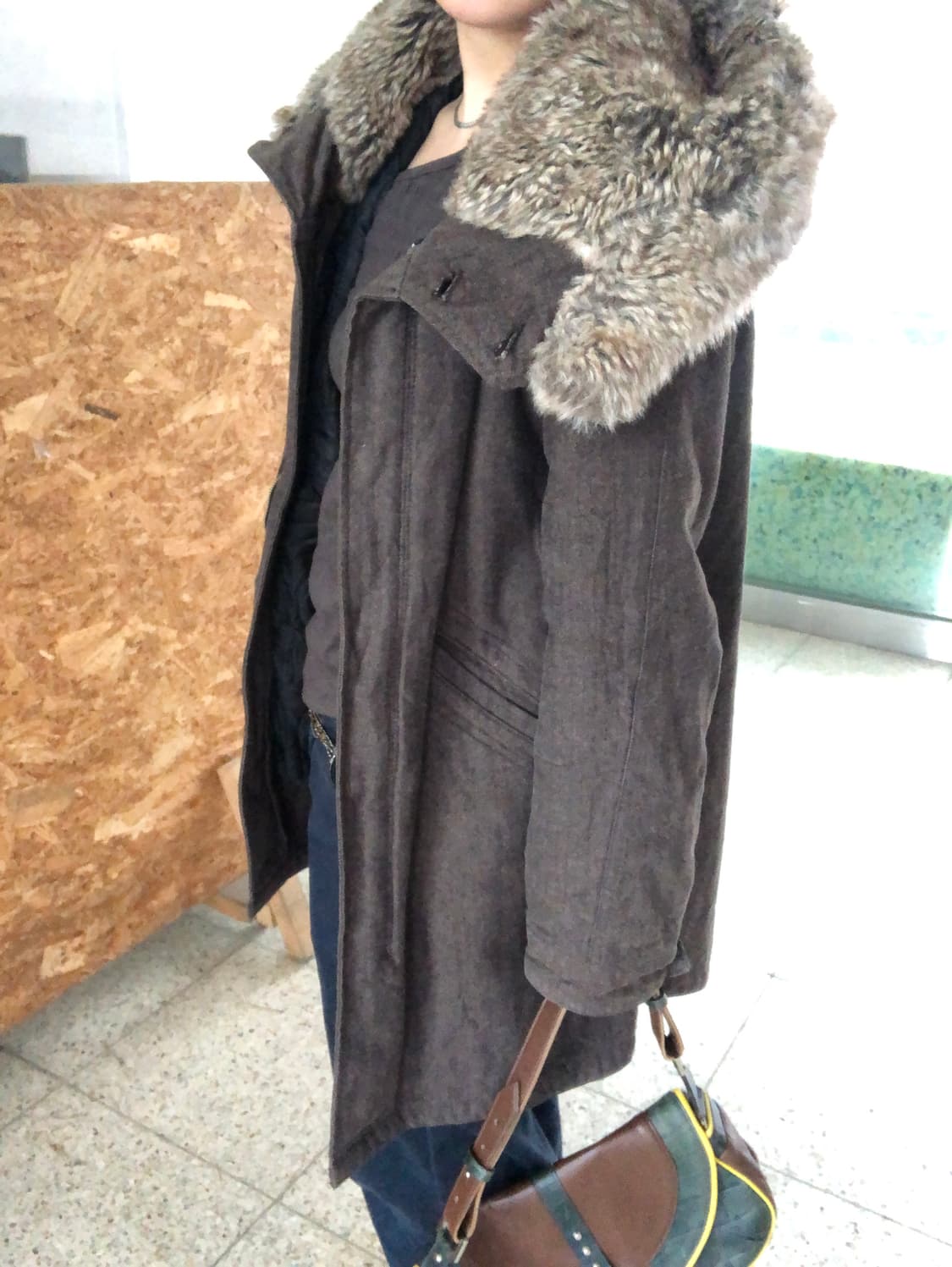 fur collar long coat / edwin 상품이미지9