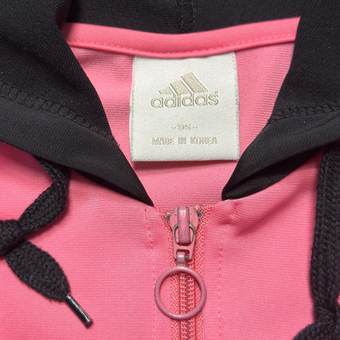 아디다스 핑크 블랙 배색 후드 트랙탑 져지 상품이미지4