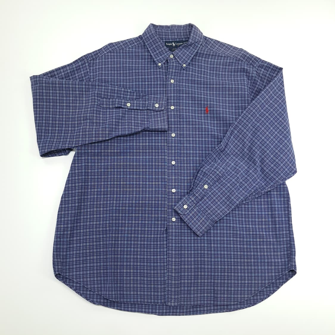 CN753 2XL 폴로 랄프로렌 네이비잉크 스몰타탄체크 긴팔 셔츠 남방 상품이미지2