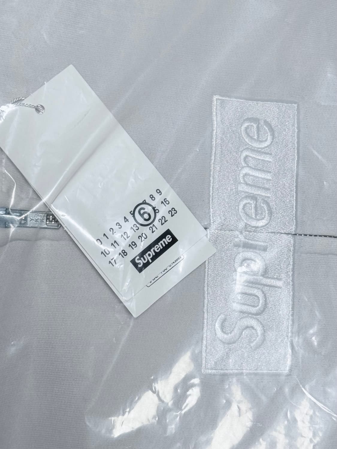 슈프림 x MM6 메종 마르지엘라 박스로고 후드집업 화이트 XL 상품이미지7