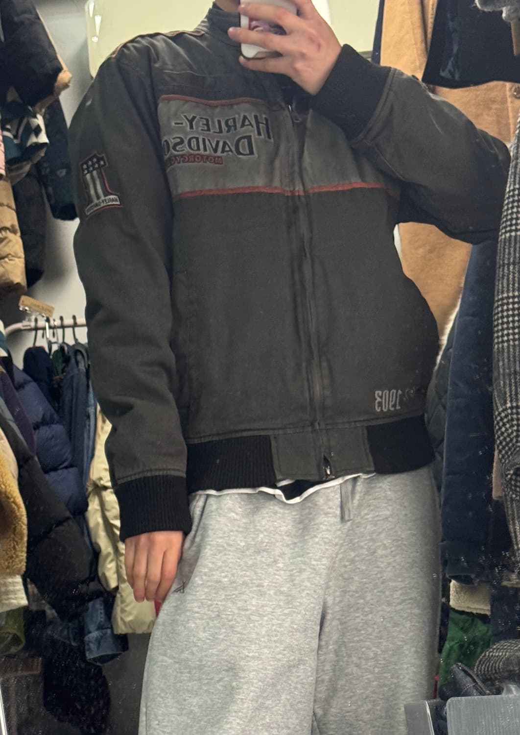 정품!! 할리데이비슨 레이싱 코튼 봄버 자켓 상품이미지3