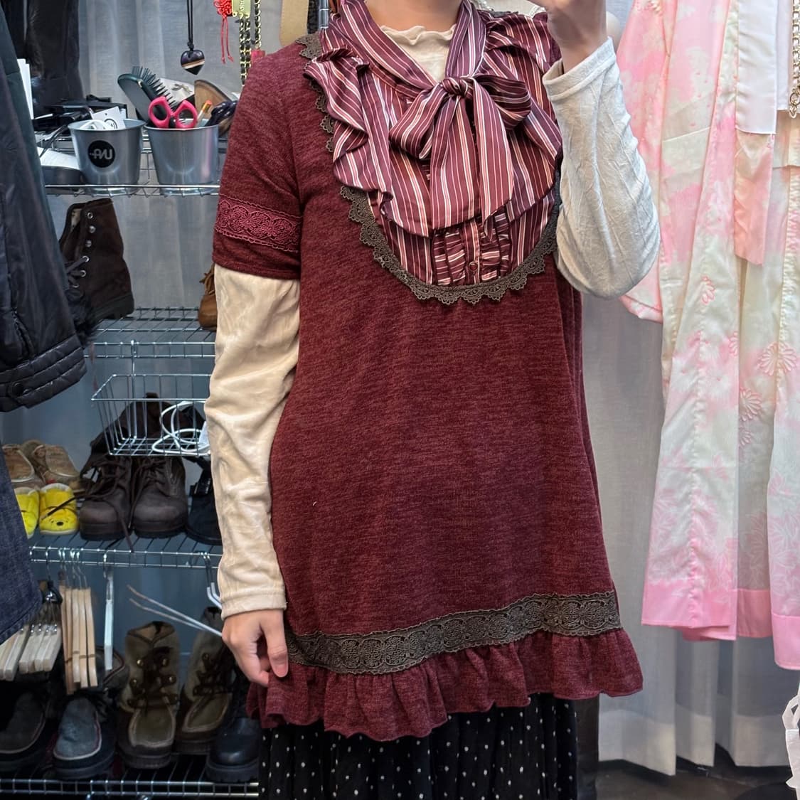 엑시즈팜 스트라이프리본타이 드레스 상품이미지3