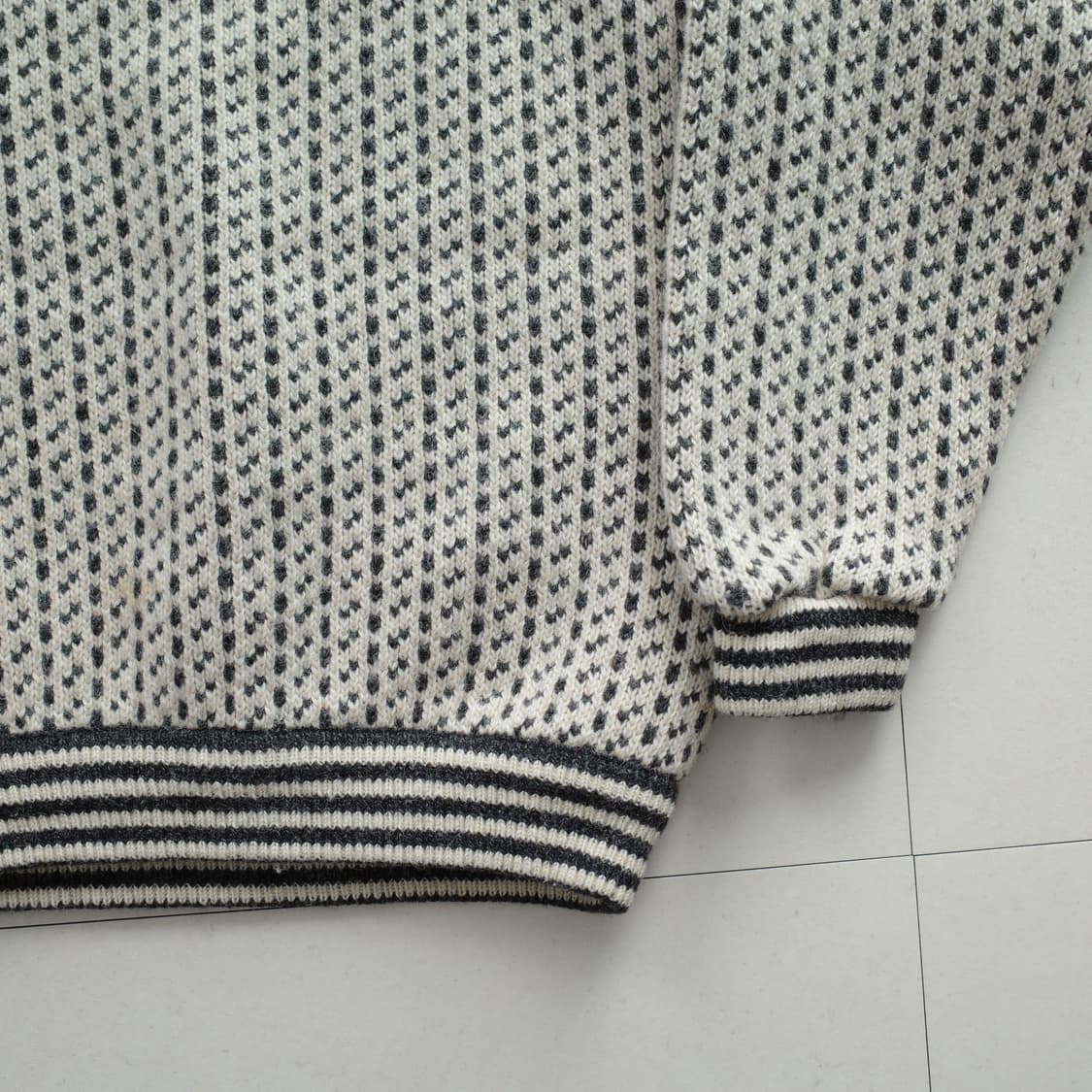 80s 엘엘빈 노르웨이 울혼방 버드아이 패턴 니트 L 상품이미지3