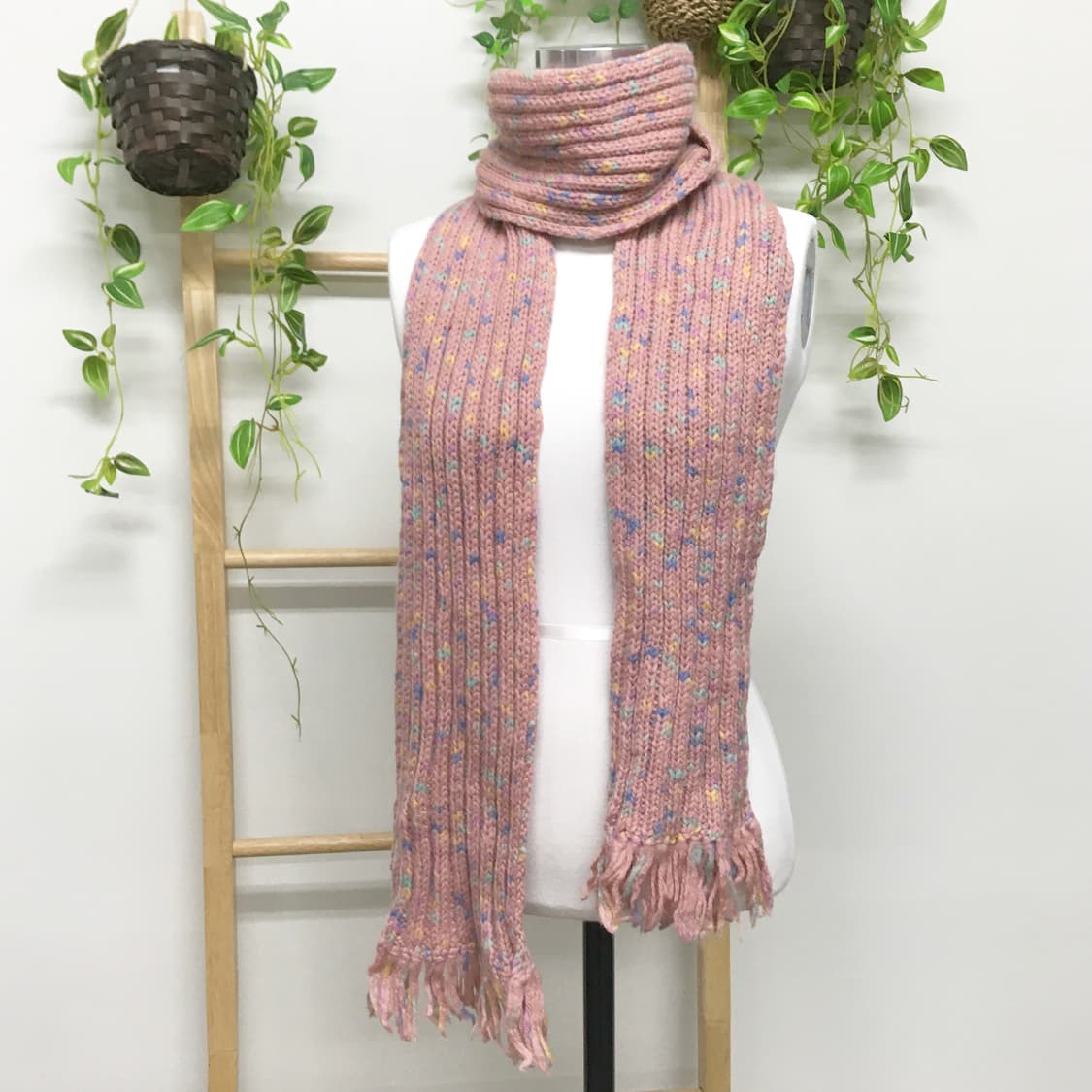 JPN/ 핑크색뜨개목도리 별사탕목도리 모리걸목도리 모리룩머플러 상품이미지4